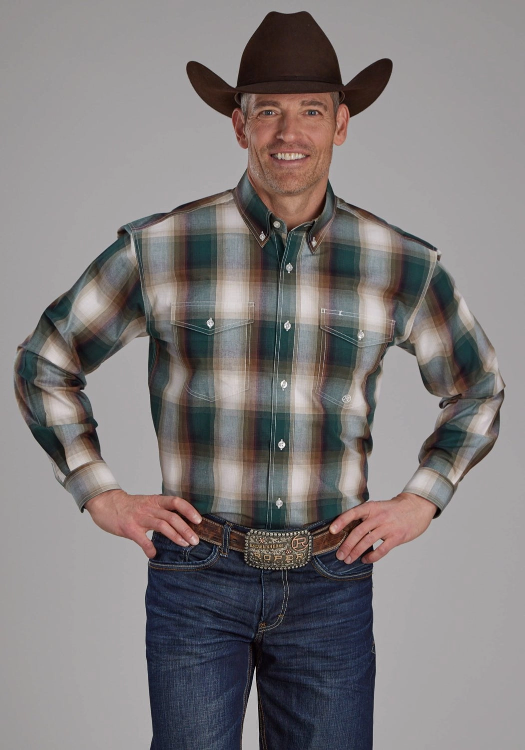 All-Purpose Wear Limited Edition Roper Mens Tall Tree Plaid Multi-Color 100% Cotton Btn L/S Shirt