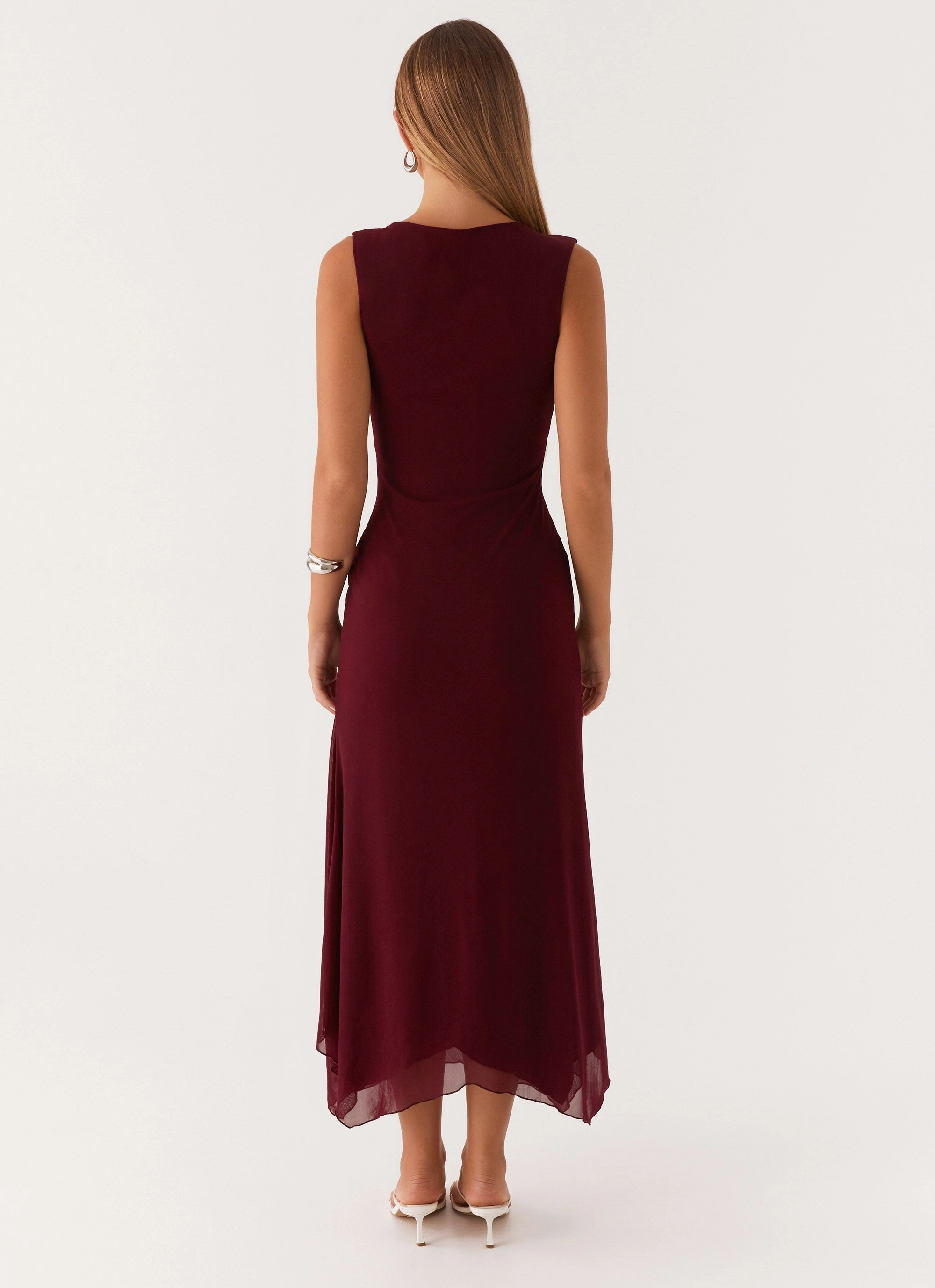 Flattering Style Textured Surface Murphy Maxi Dress - Deep Maroon