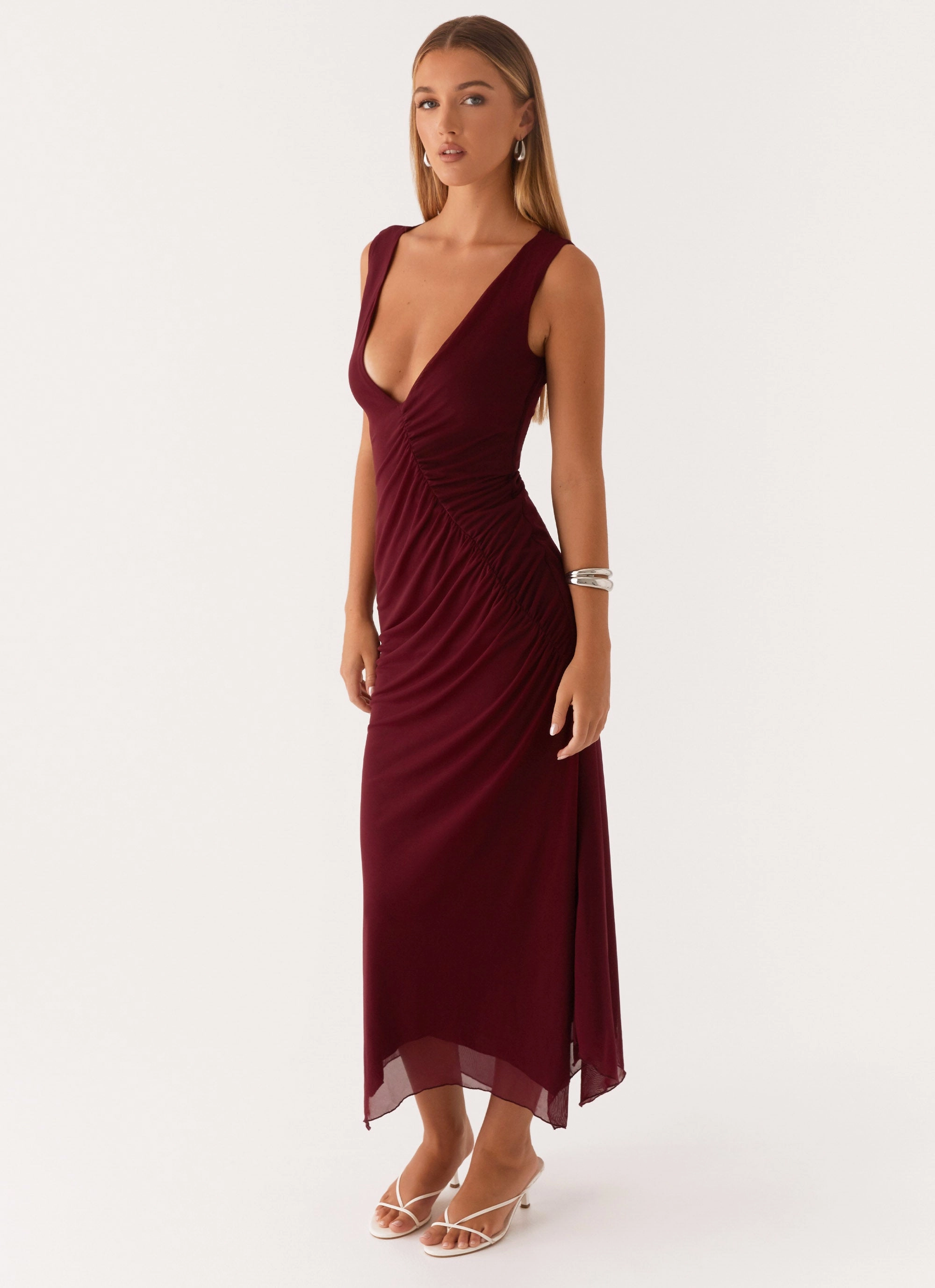 Murphy Maxi Dress - Deep Maroon Fresh Texture