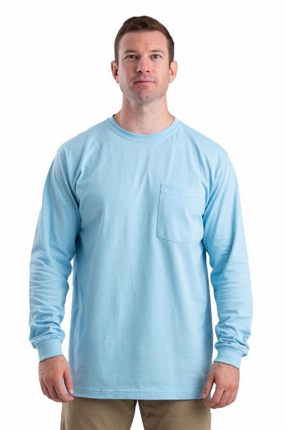 Berne Mens Carolina Cotton Blend Heavyweight Pocket Tee L/S Ombre look Durable Thread Construction