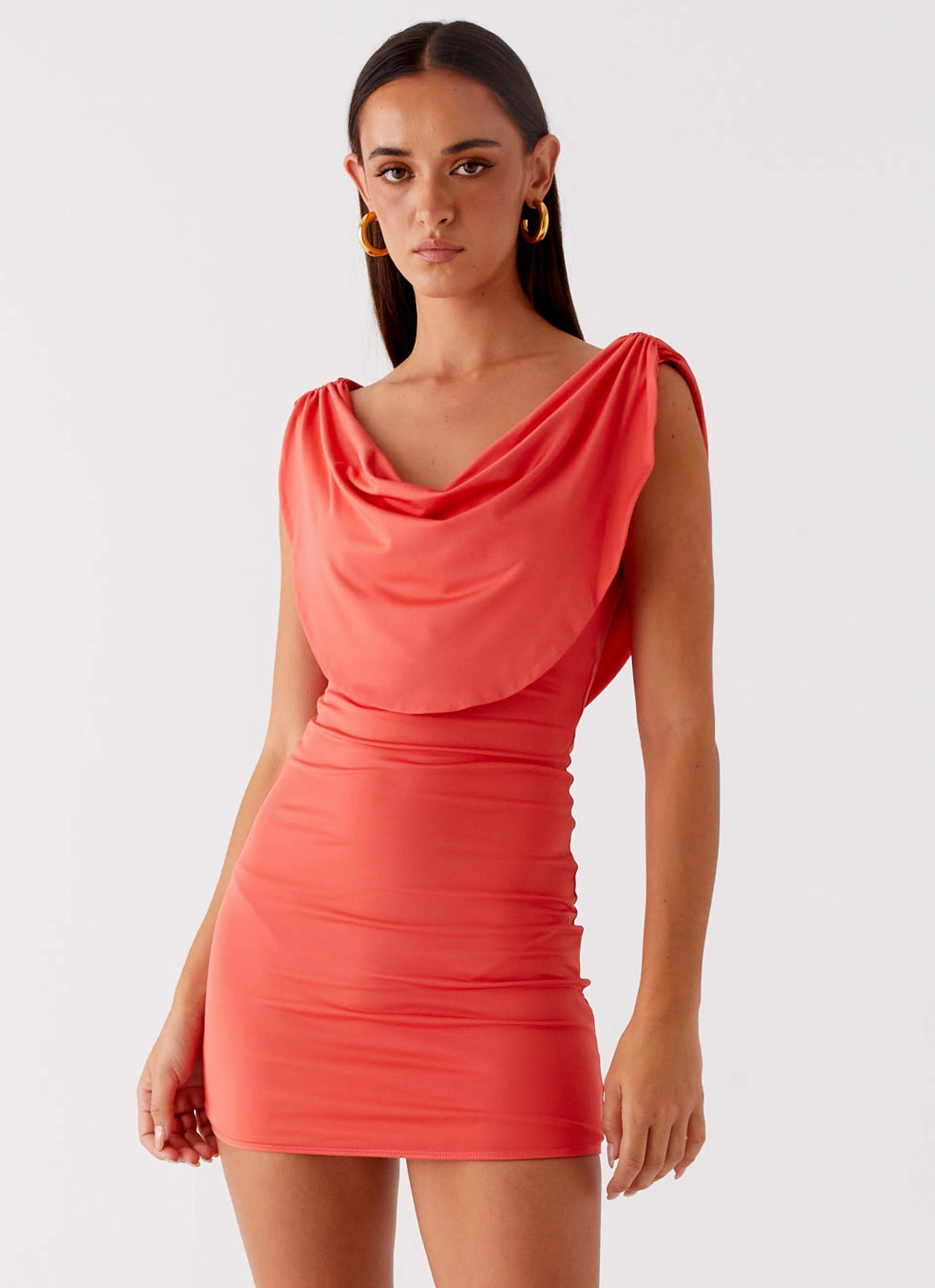 Sophisticated cocktail dress Formed Look Angeles Mini Dress - Coral