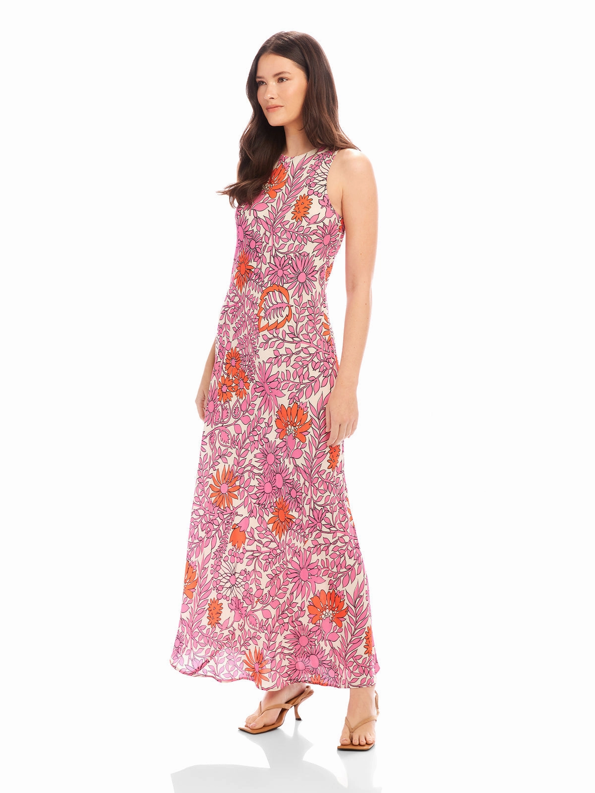Gathered-Detail Dani Maxi Dress in Retro Print