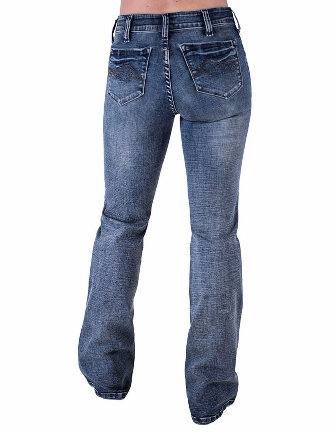 Cowgirl Tuff Womens Bling Bootcut Medium Wash Cotton Blend Jeans Abrasion Resistant Denim Light Fabric