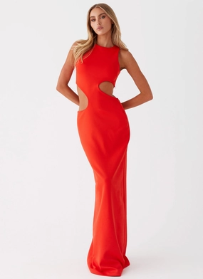 Vaeloria Maxi Dress - Red Soft Curve