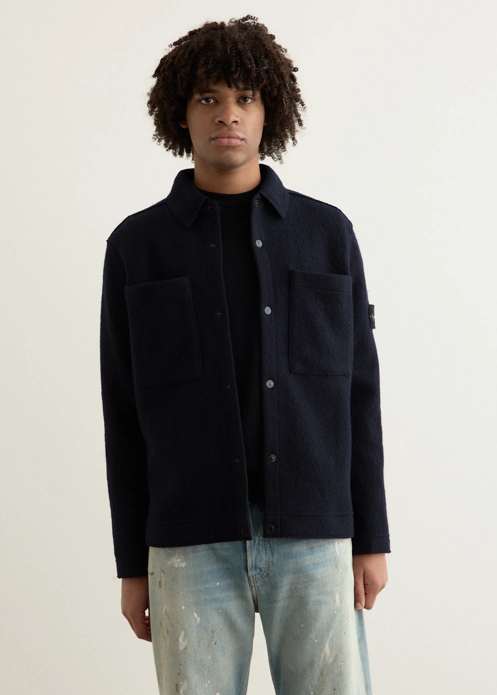 Microfiber Blend Felted Wool Oversized Shirt Jacket