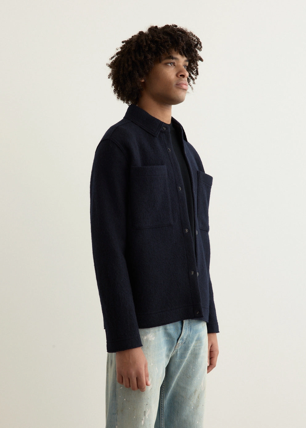 DurableOuterShell Smooth Glide Fasteners Felted Wool Oversized Shirt Jacket