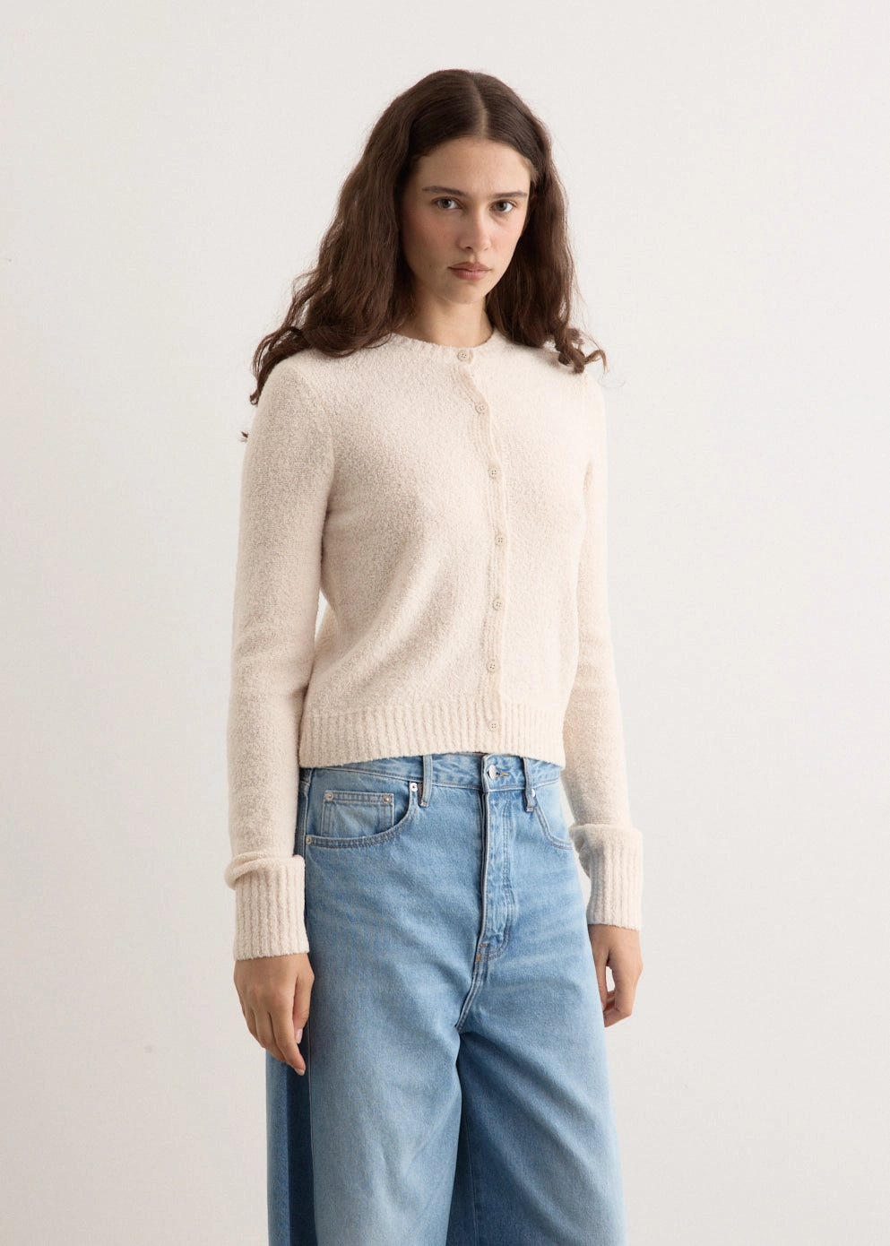 Garment Shaping Panels Boucle Wool Cardigan