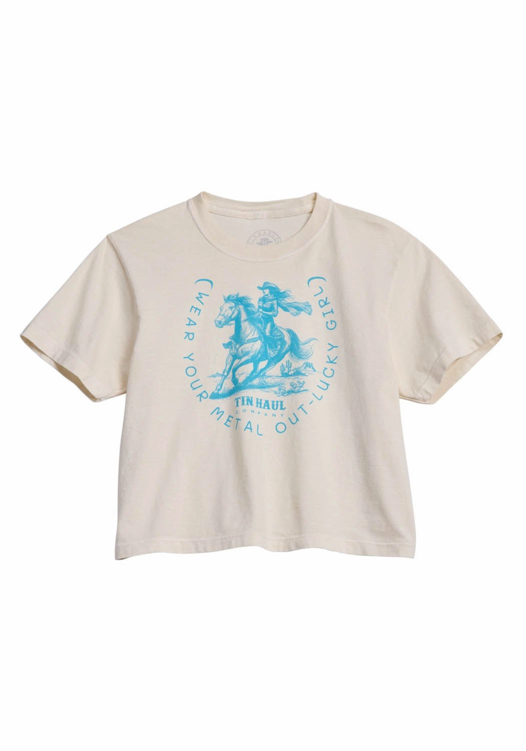 Comfort-First Tin Haul Womens Wear Your Metal Out Horseshoe Ivory 100% Cotton S/S T-Shirt