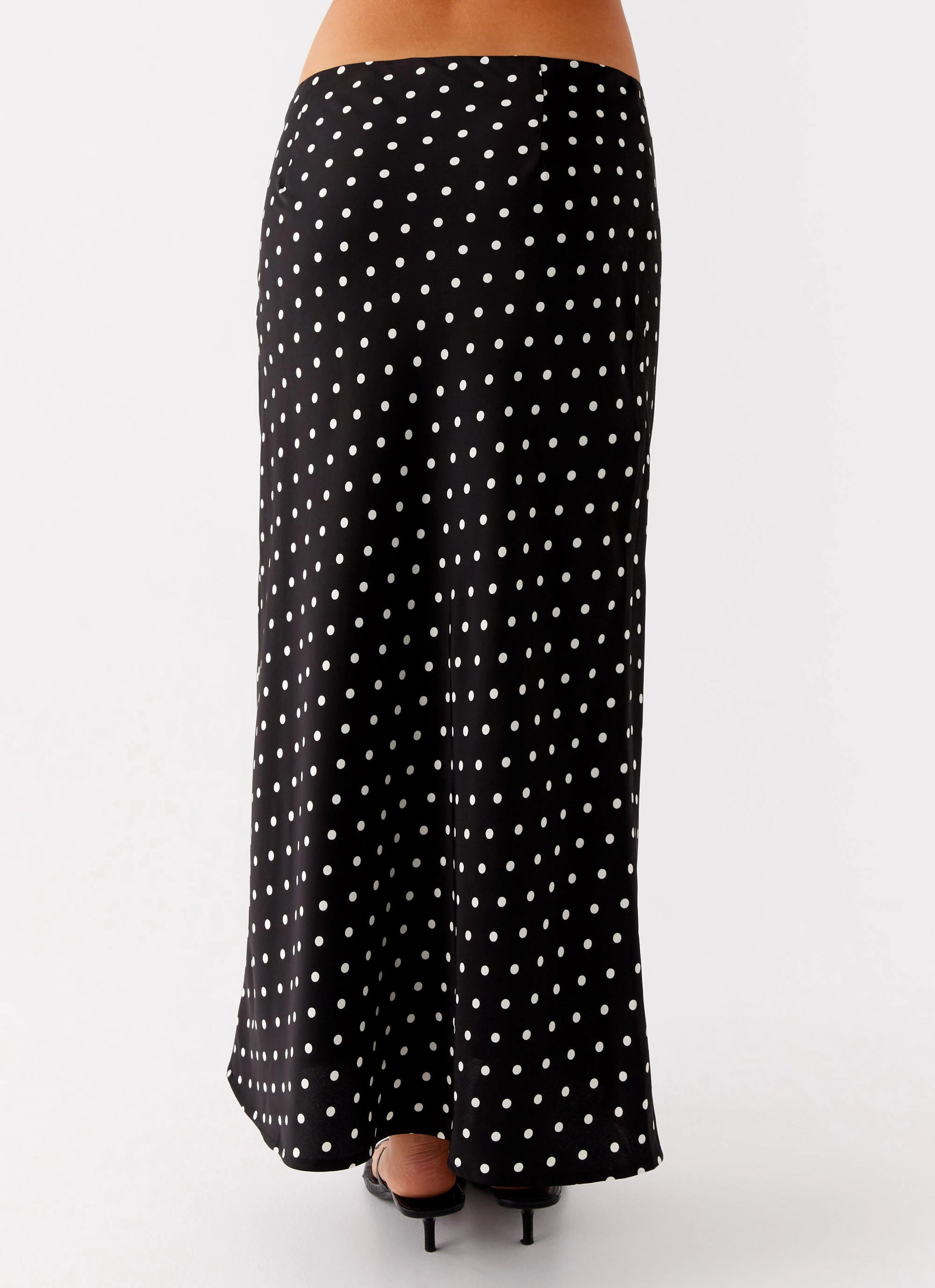 Breanne Midi Skirt - Black Polka Dot Minimalist Style