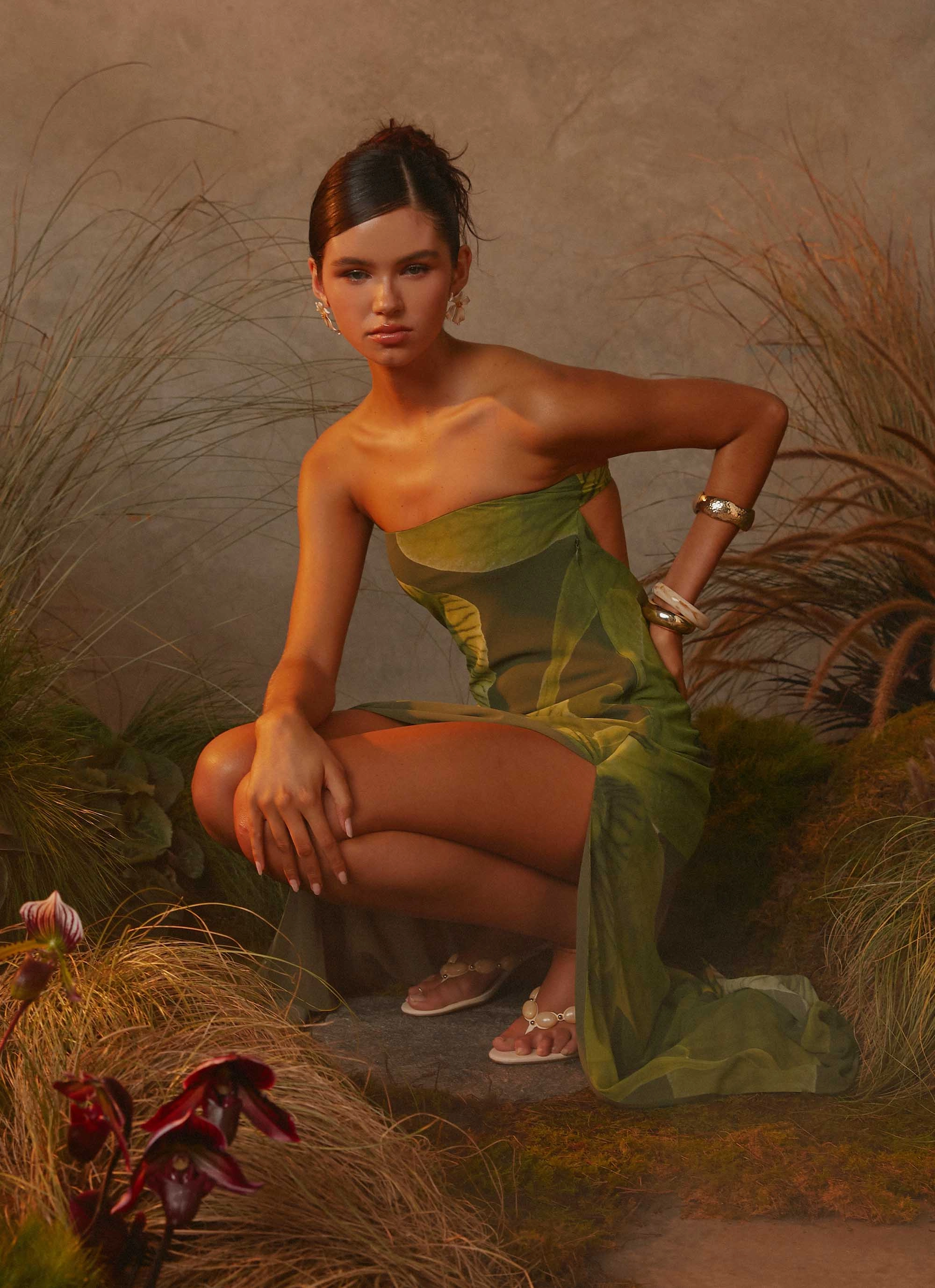 Nettle Maxi Dress - Tropic Floral Bold Color Soft Stitch