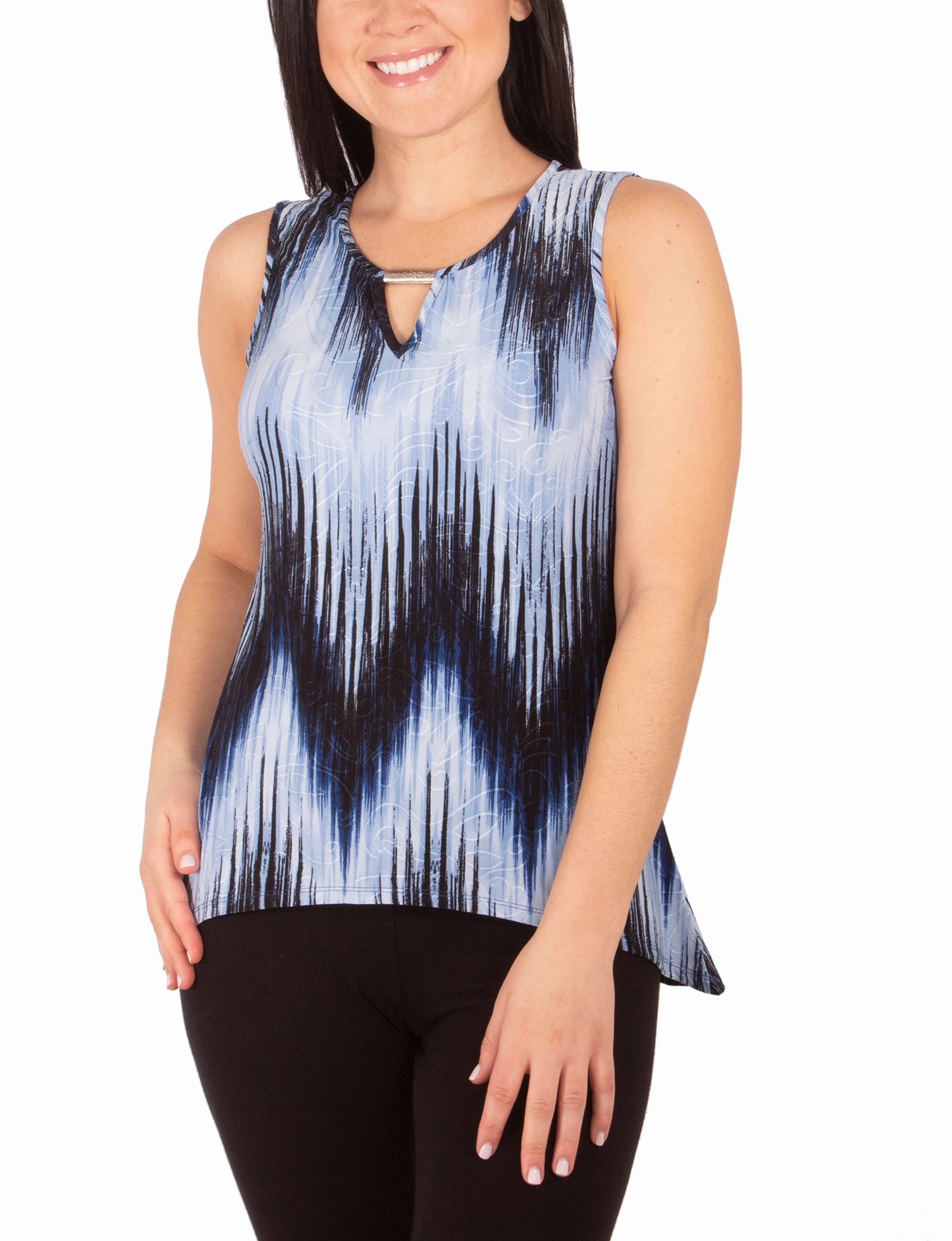 Petite 3/4 Sleeve Top With Slight Sharkbite Hemline Wardrobe Classic