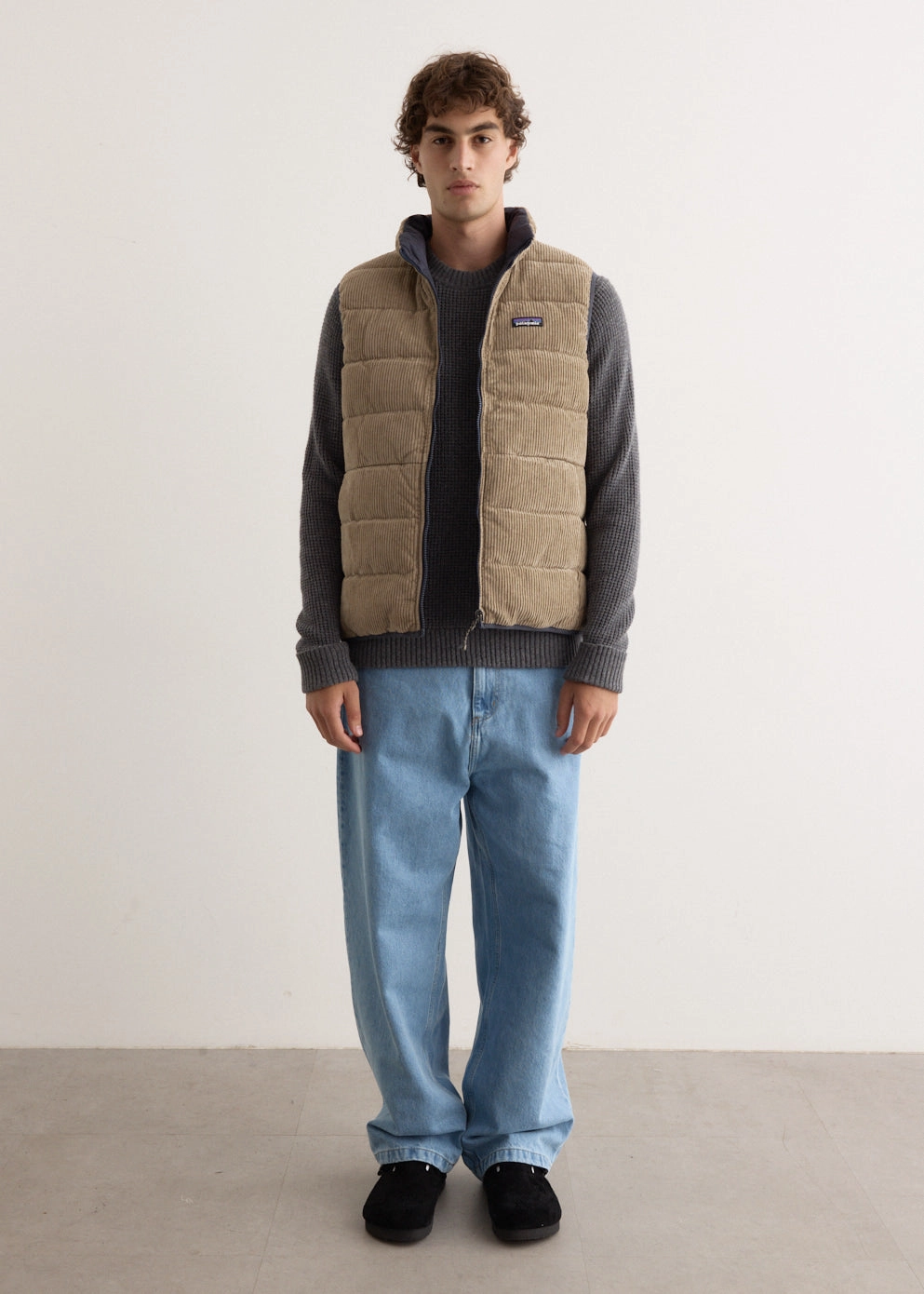 Reversible Cotton Down Vest Stretch Cloth