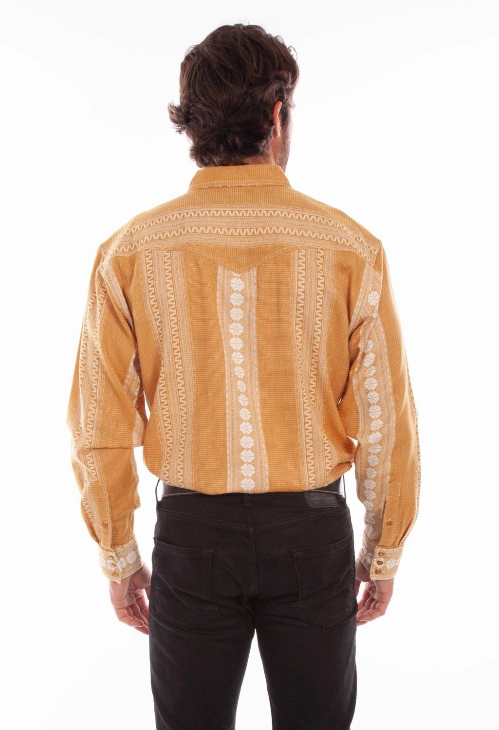Current Style Scully Mens Signature Jacquard Mustard 100% Cotton L/S Shirt