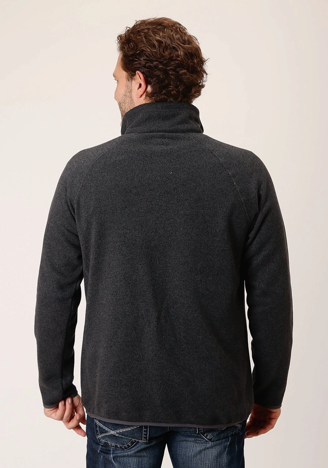 Stetson Mens Bonded Zip Grey 100% Polyester L/S Pullover Sweater Eye-Catching Pattern