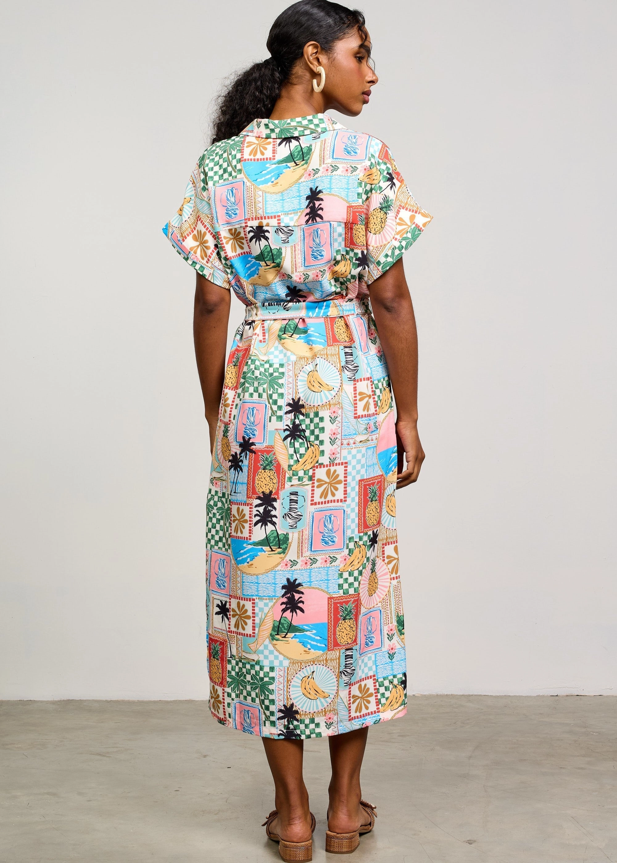 ROSA PRINTED BUTTON FRONT MIDI DRESS petite size Perfectly Crafted