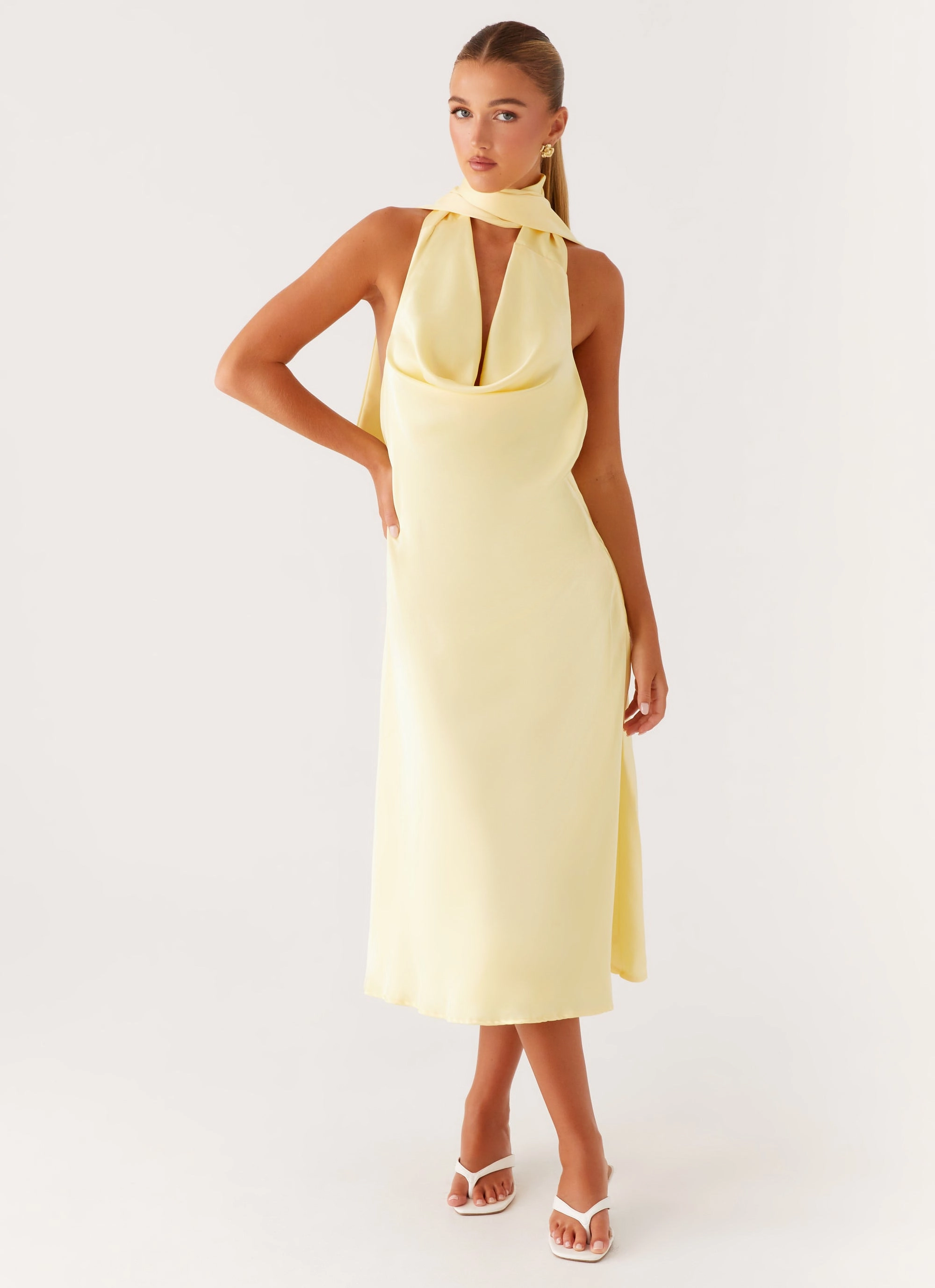 Sonny Midi Dress - Yellow Square Neck