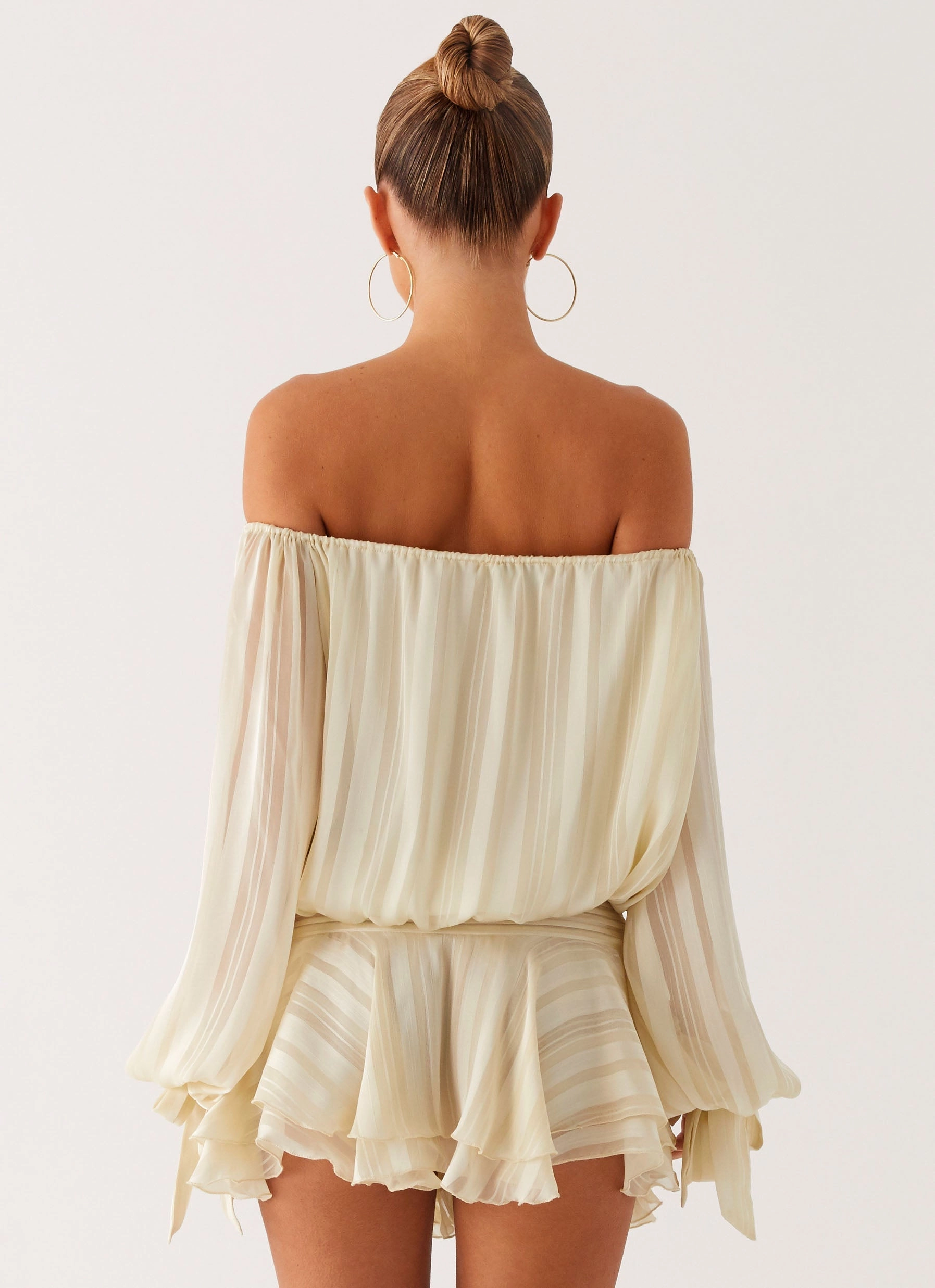 Eira Balloon Sleeve Mini Dress - Ivory Tall-Fit Natural Drape