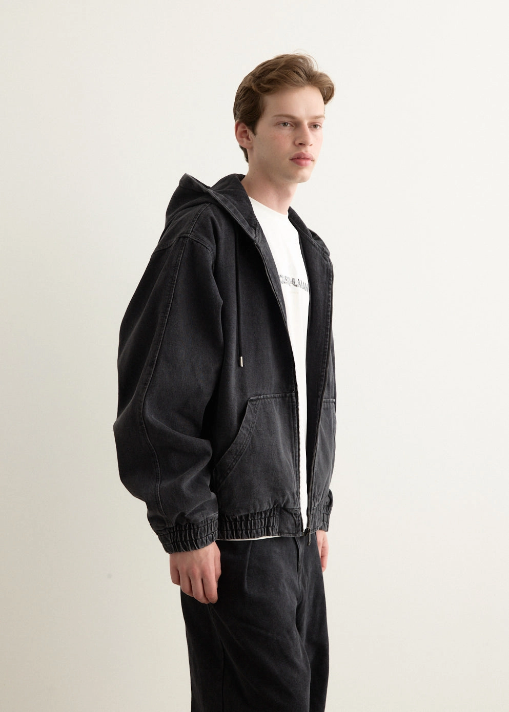 Significant Oversized Denim Hood Jacket Crisp Look