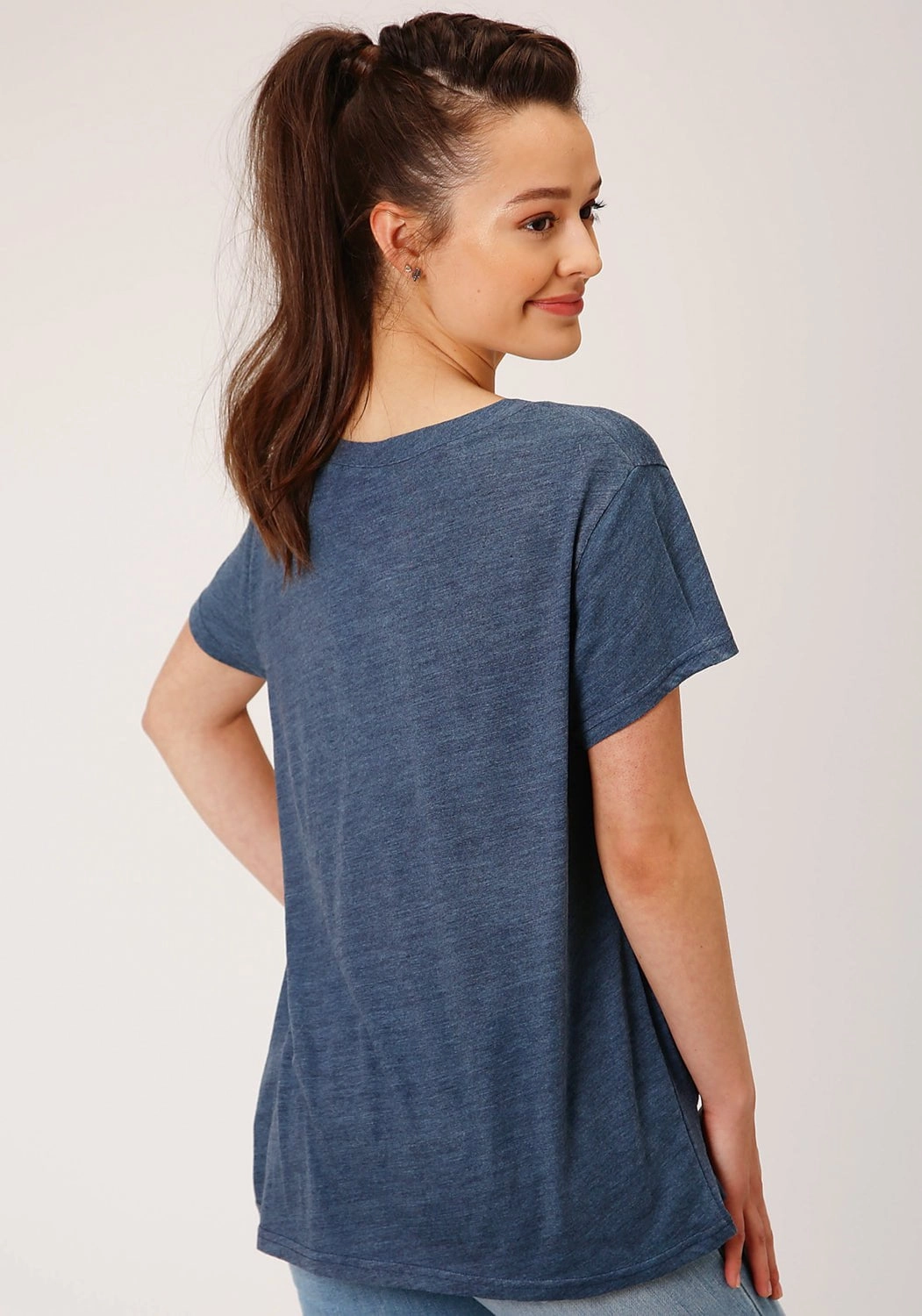 Winter Comfort Roper Womens Cactus Crew Navy Poly/Rayon S/S T-Shirt