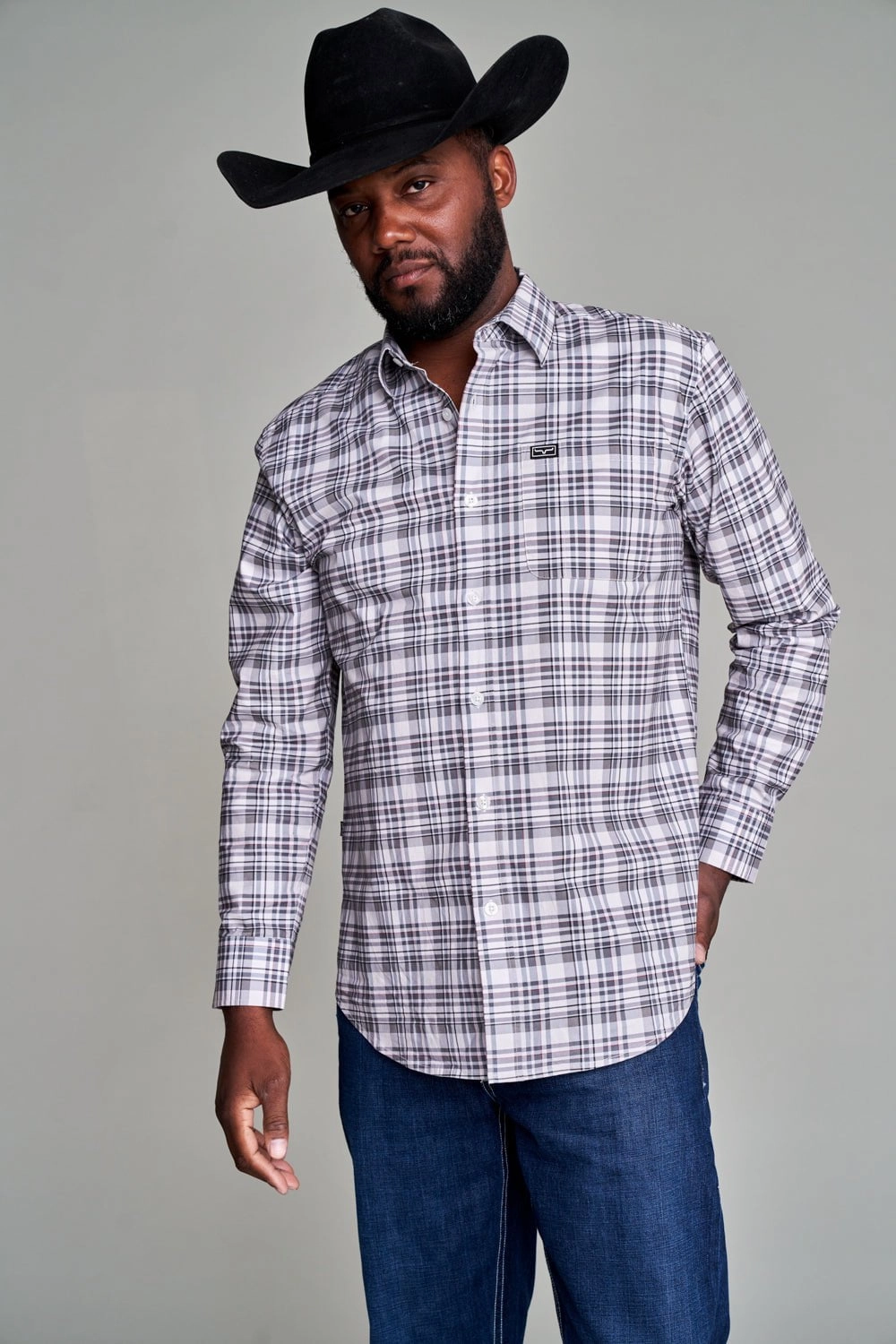 Wrinkle-Resistant Double Stitched Seams Kimes Ranch Mens Manzano Plaid Dress Taupe Cotton Blend L/S Shirt