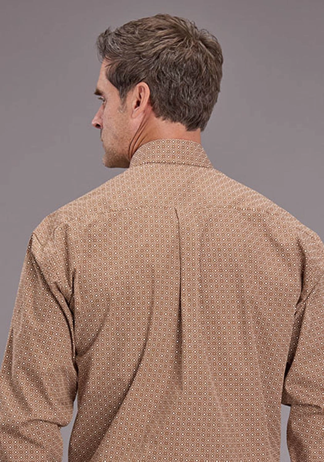 Stetson Mens 2516 Spice Mosaic Brown 100% Cotton 1 Pkt L/S Shirt No Slip Shoulder Grip Smooth Zipper Design