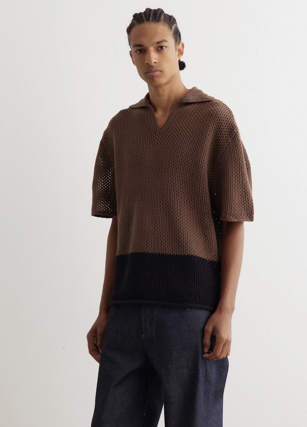 Two Tone Crochet Polo Lightweight Thermal Insulation Garment Shaping Panels