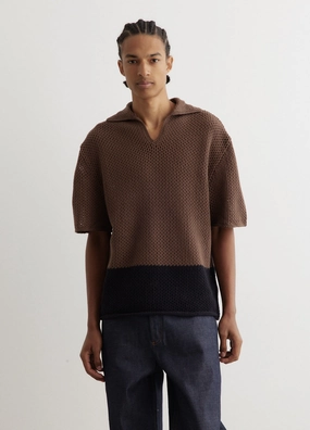 Functional Drape Travel Comforted Two Tone Crochet Polo