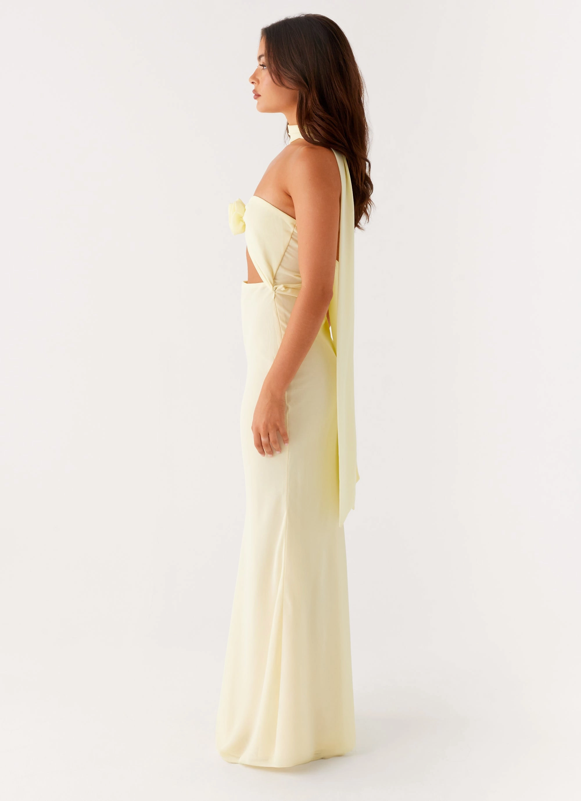New Light Maxi Dress - Yellow Bow-Detail Long Lines