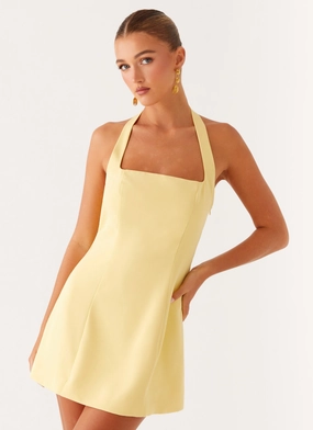Water-resistant Remi Halter Mini Dress - Yellow