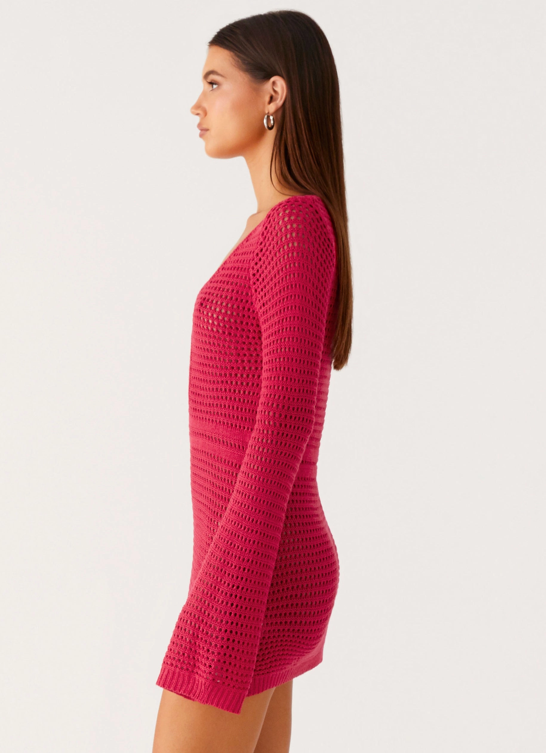 Mood Booster Sunriser Crochet Mini Dress - Pink