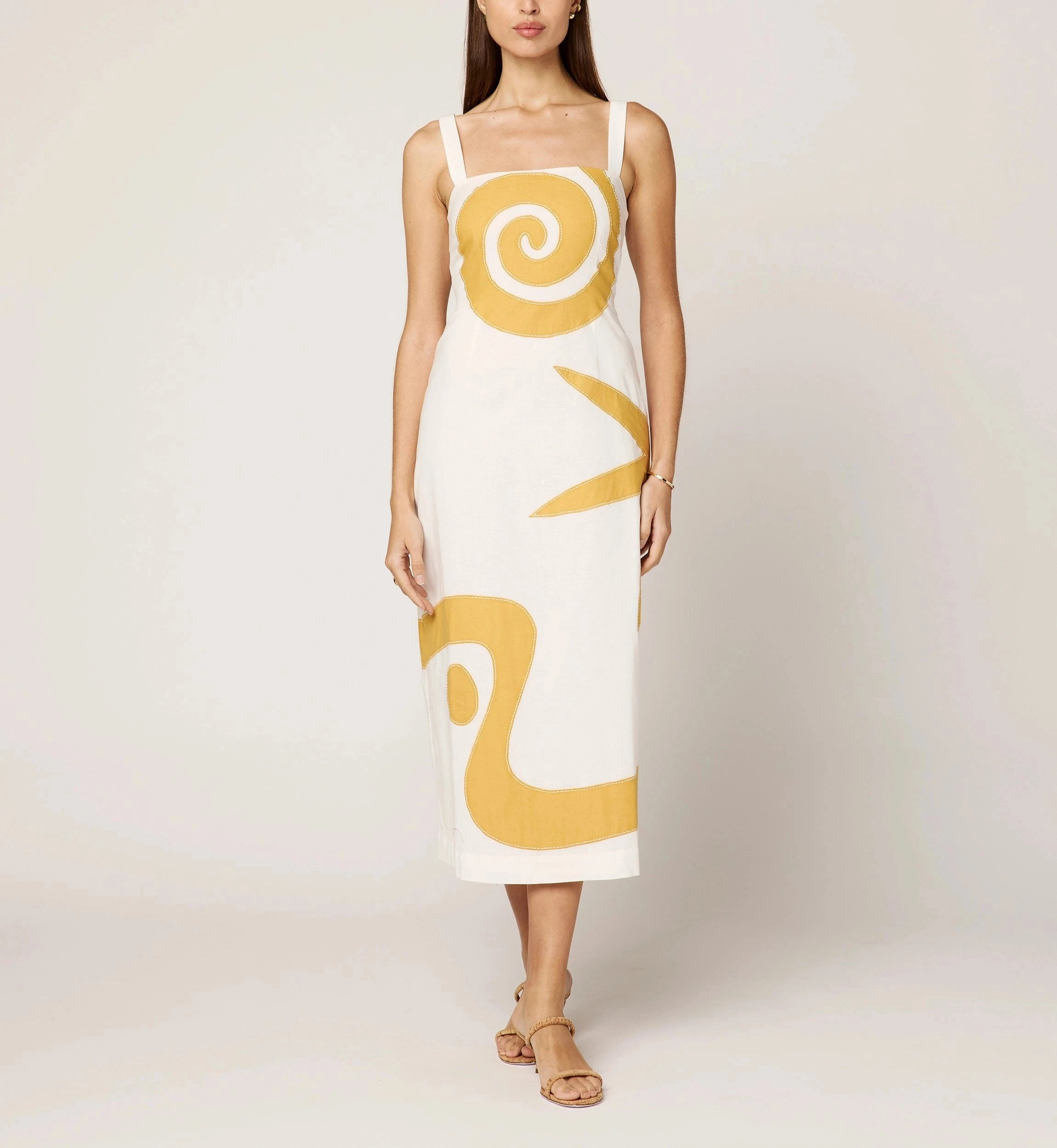 Fashion Layers Brie Midi Dress | Ivory/Ochre