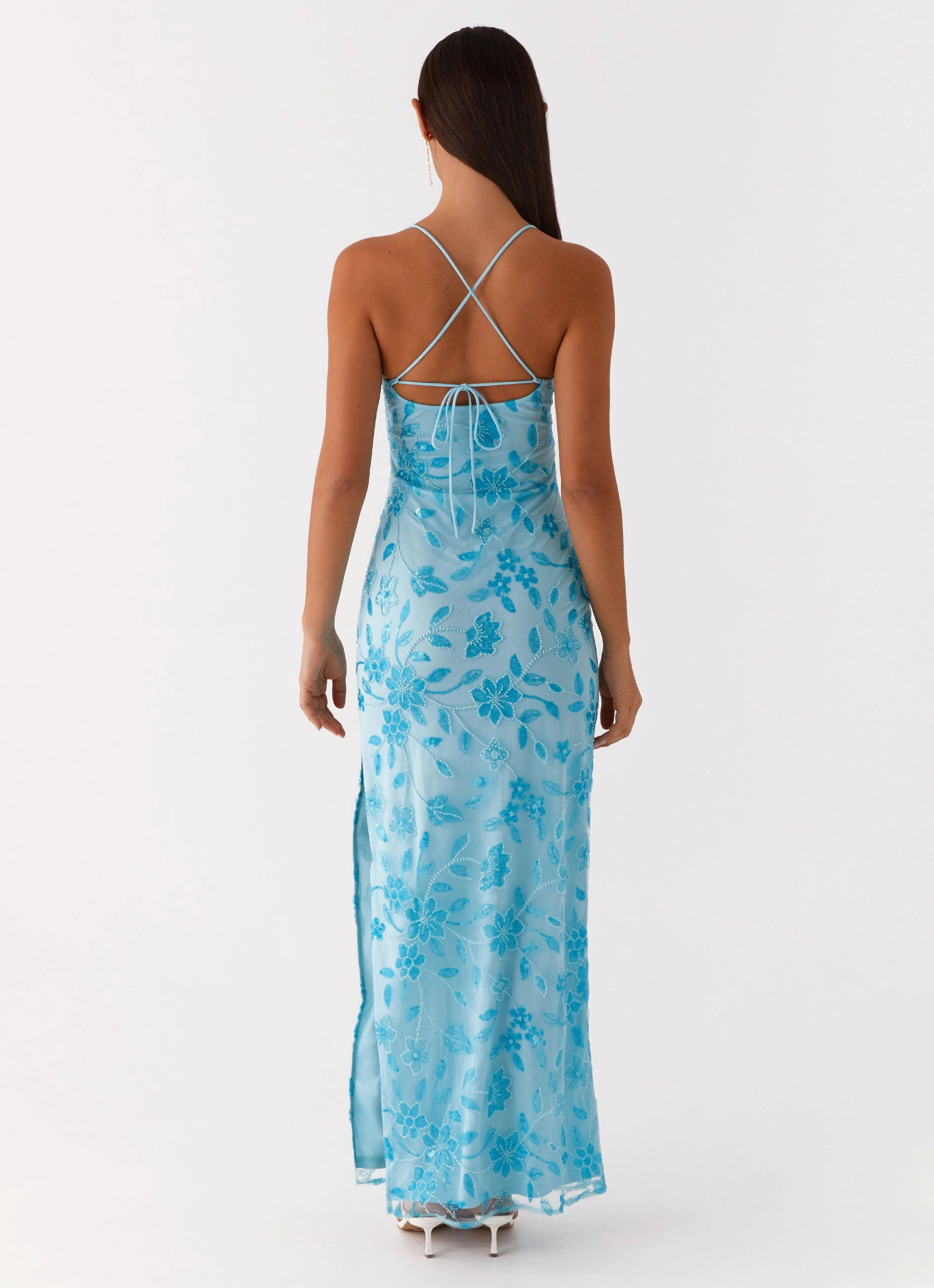 Festive Wear Bright Lights Beaded Maxi Dress - Blue