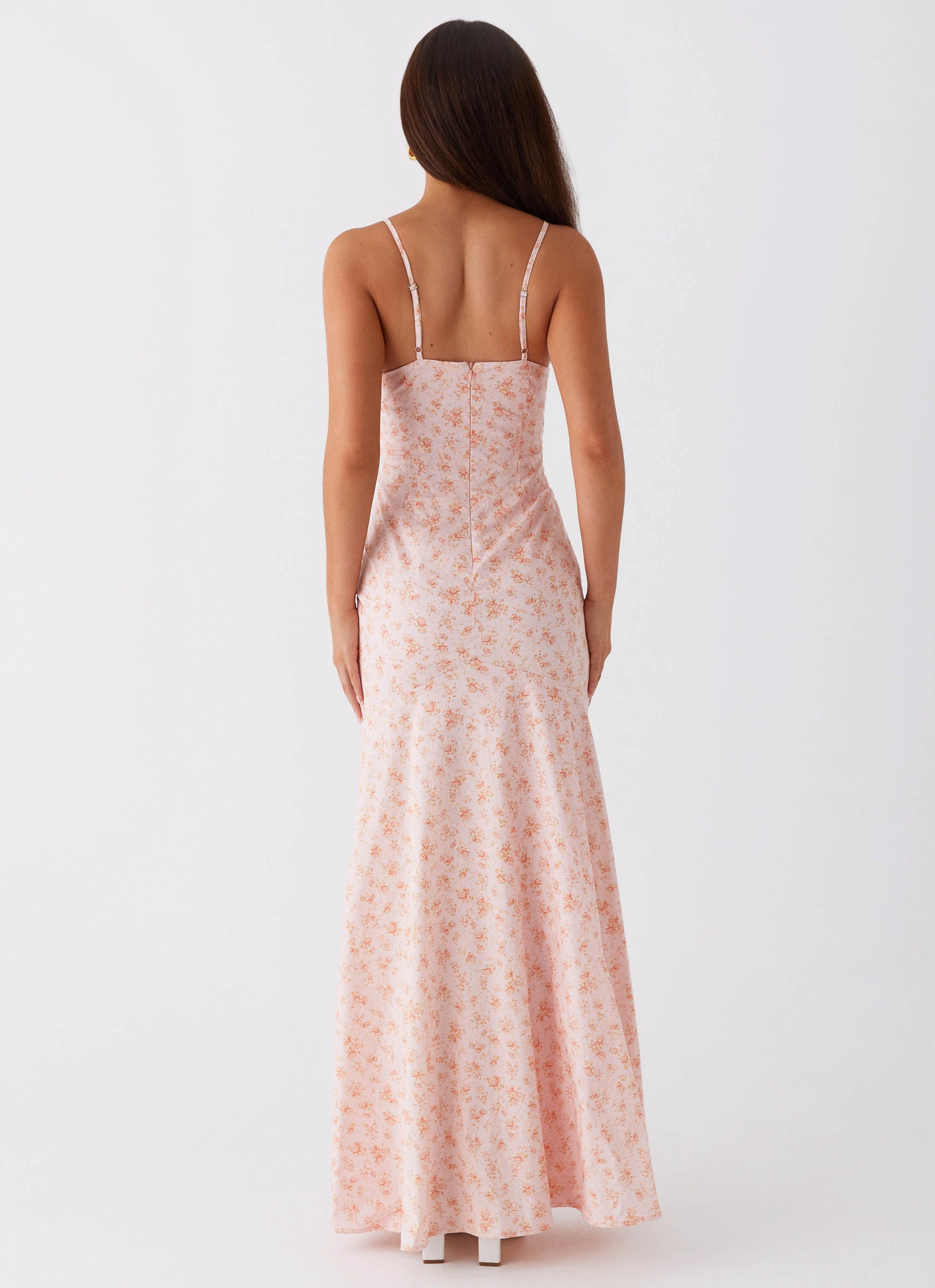Comfy Style Warm Pink Britney Maxi Dress - Pink Ditsy Floral