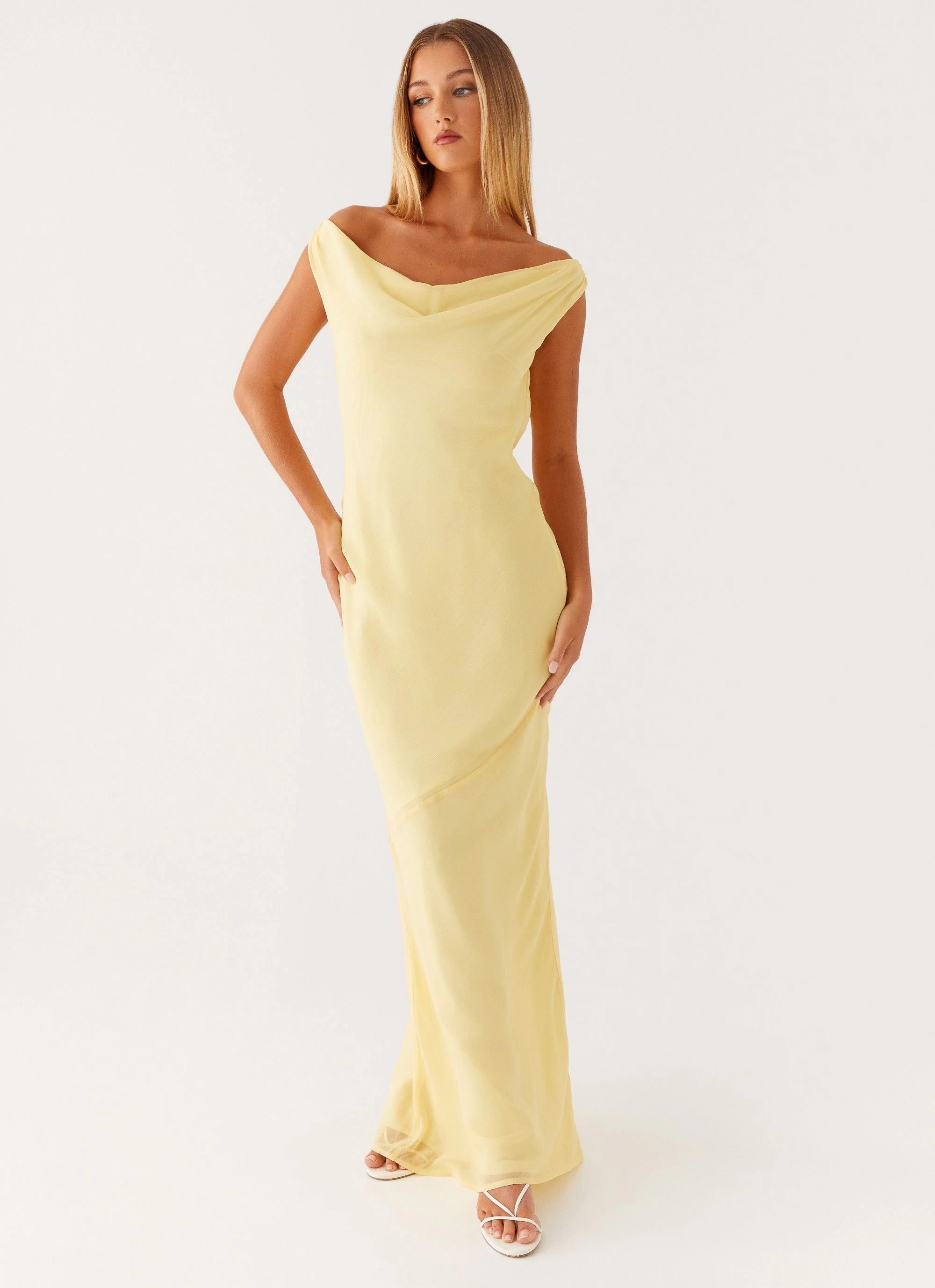 Brittany Chiffon Maxi Dress - Pastel Yellow Formal Setting Tailored Layers
