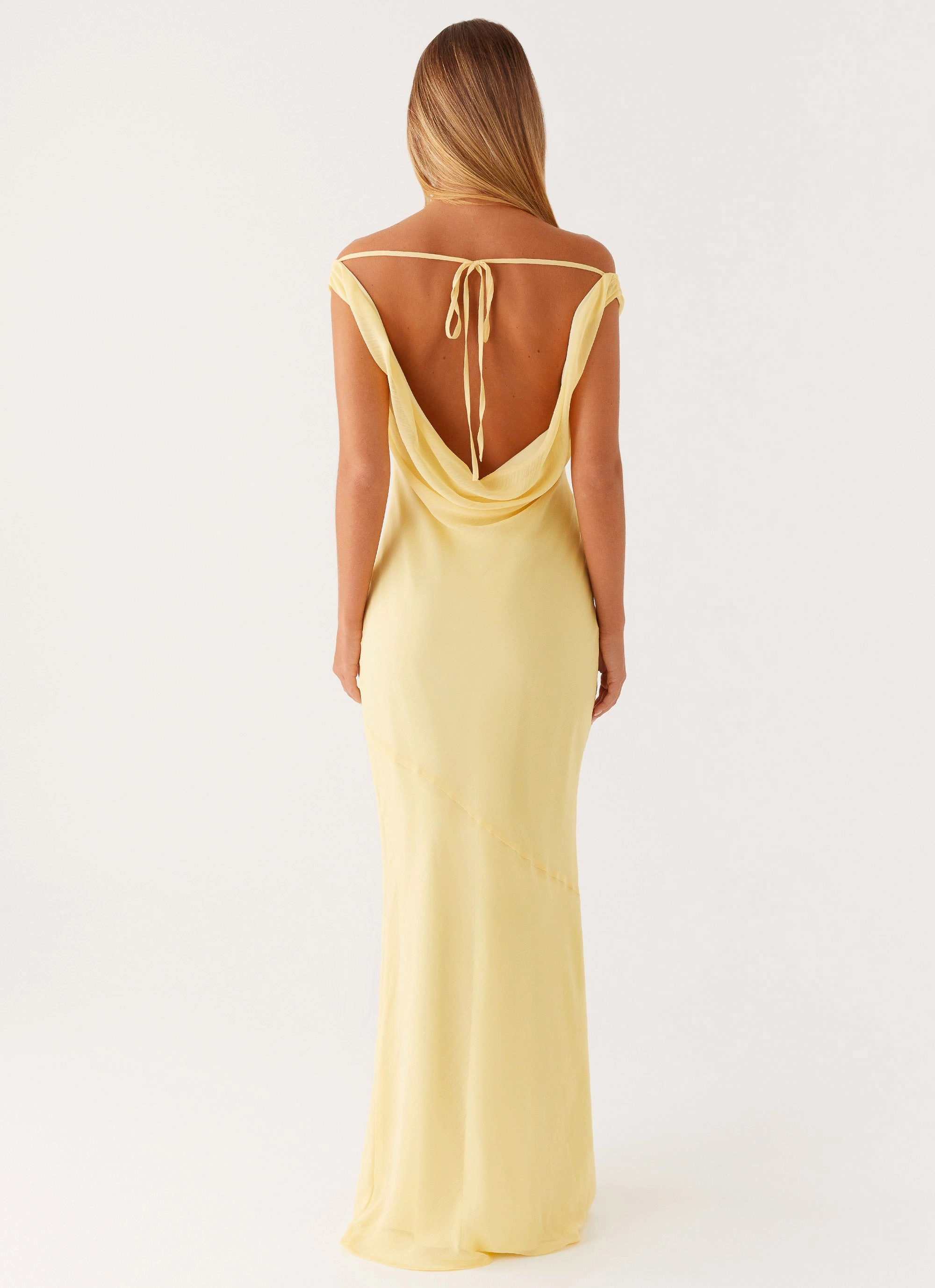 Brittany Chiffon Maxi Dress - Pastel Yellow Mood Look SoftTouchTexture
