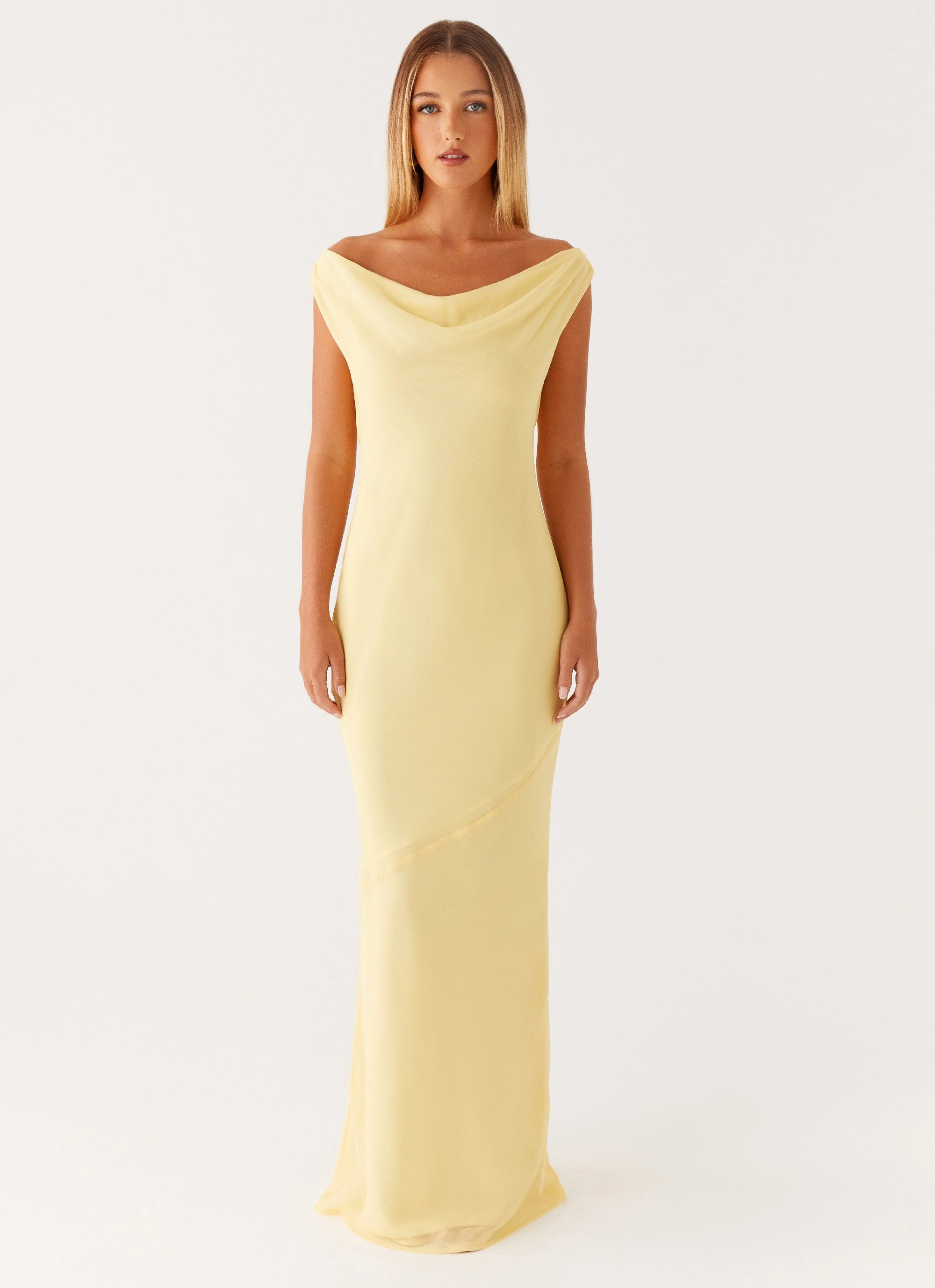 Brittany Chiffon Maxi Dress - Pastel Yellow Everyday Look ComfortFitDesign