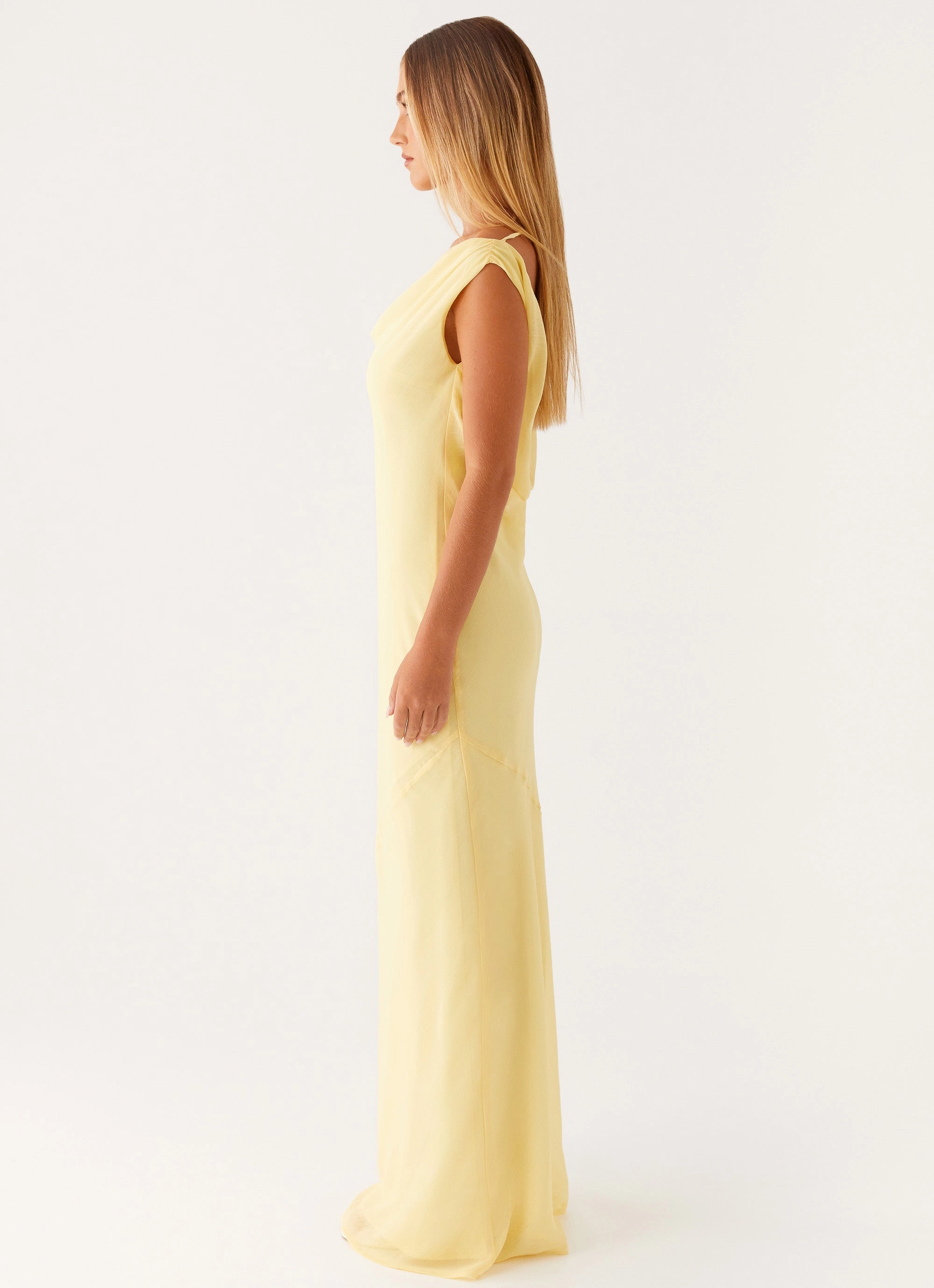 Brittany Chiffon Maxi Dress - Pastel Yellow Chic Everyday Wear