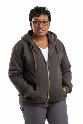 Berne Clay Heather Cotton Blend Womens Insulated Zip Hooded Sweatshirt Snuggle Layers