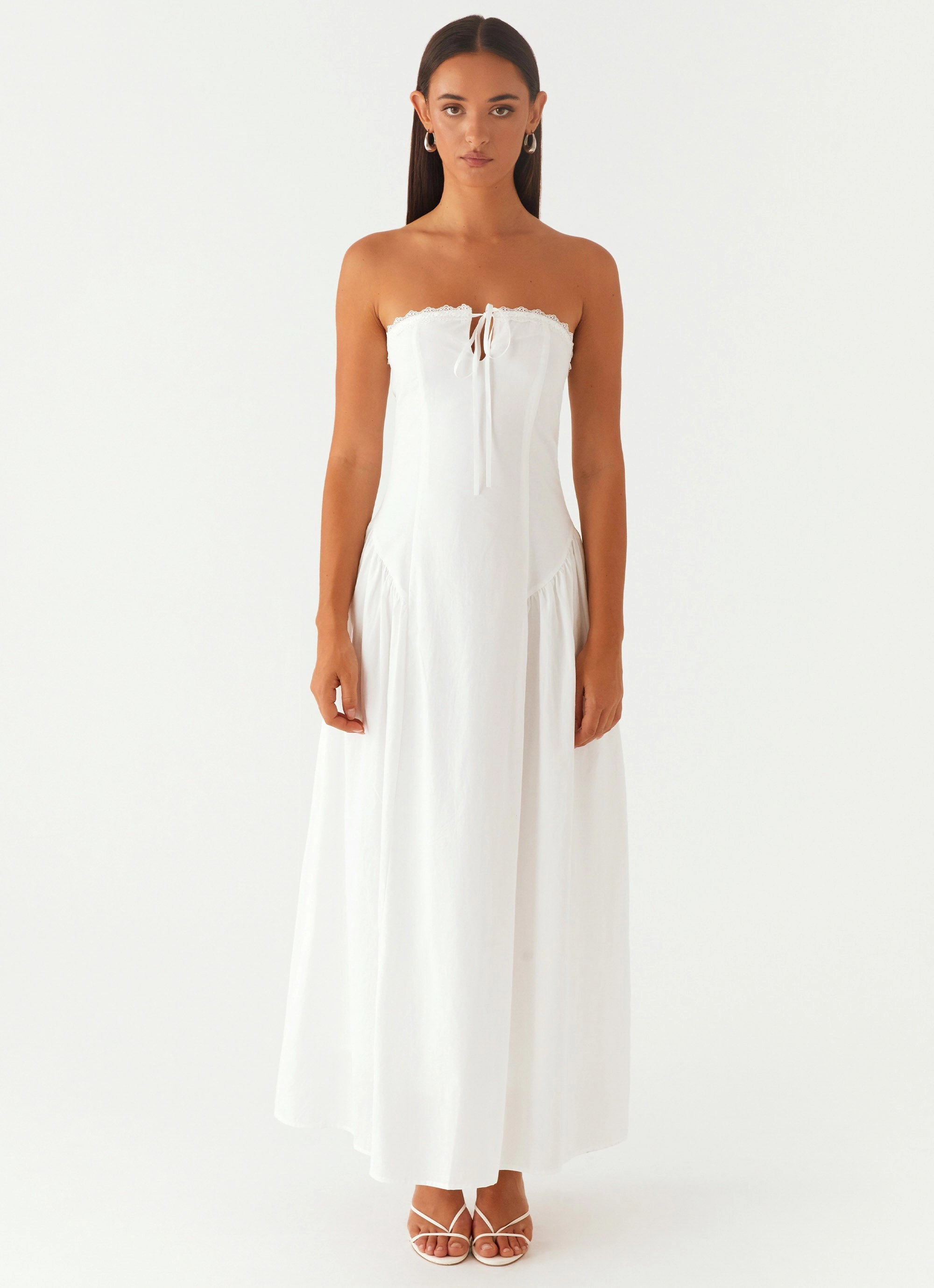 Burleigh Maxi Dress - Ivory Invisible-Zip Flowy Layers
