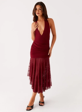 Light Coral Fresh Look Burnout Midi Dress - Maroon