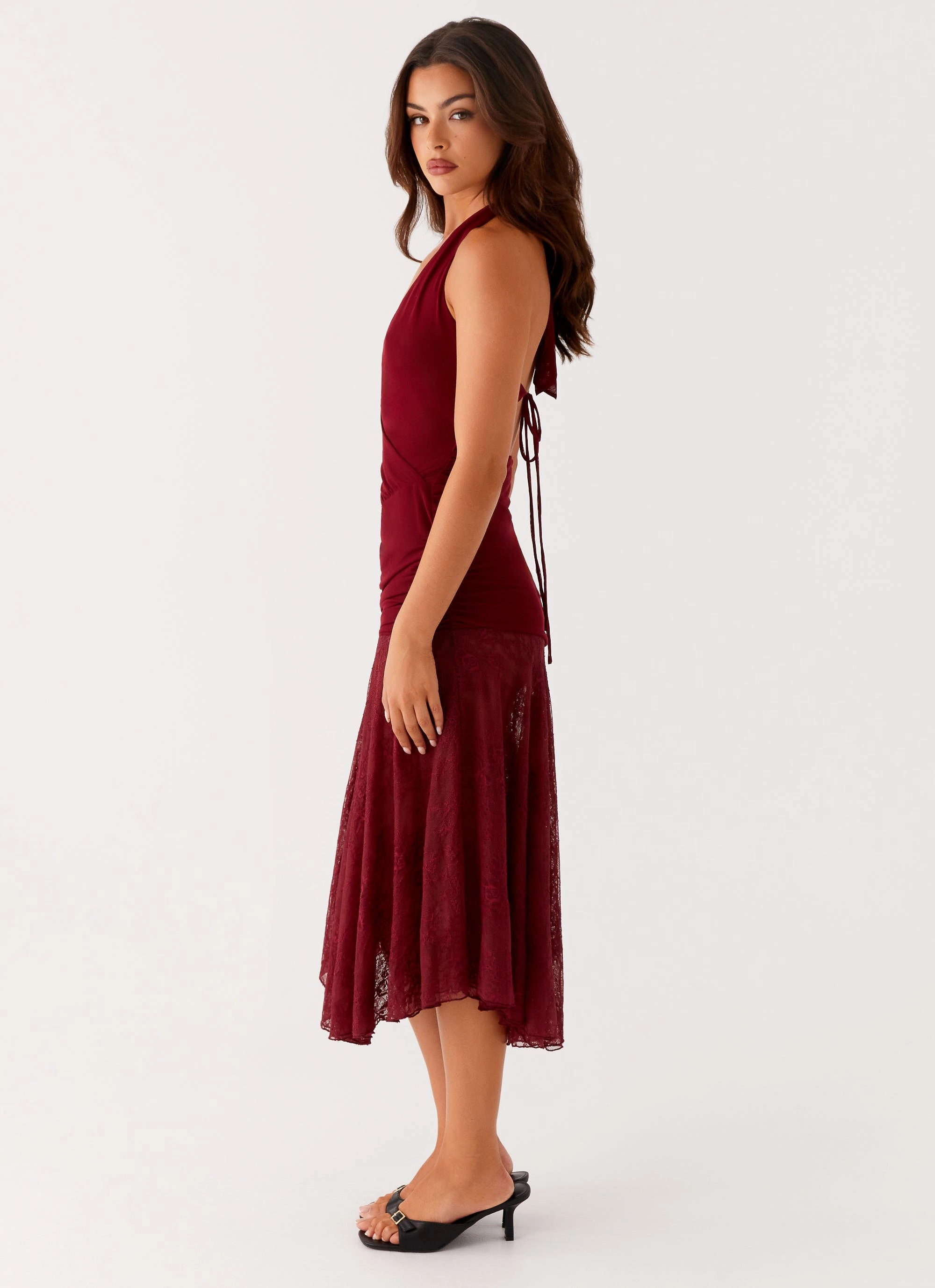 Burnout Midi Dress - Maroon Light Touch Perfectly Styled
