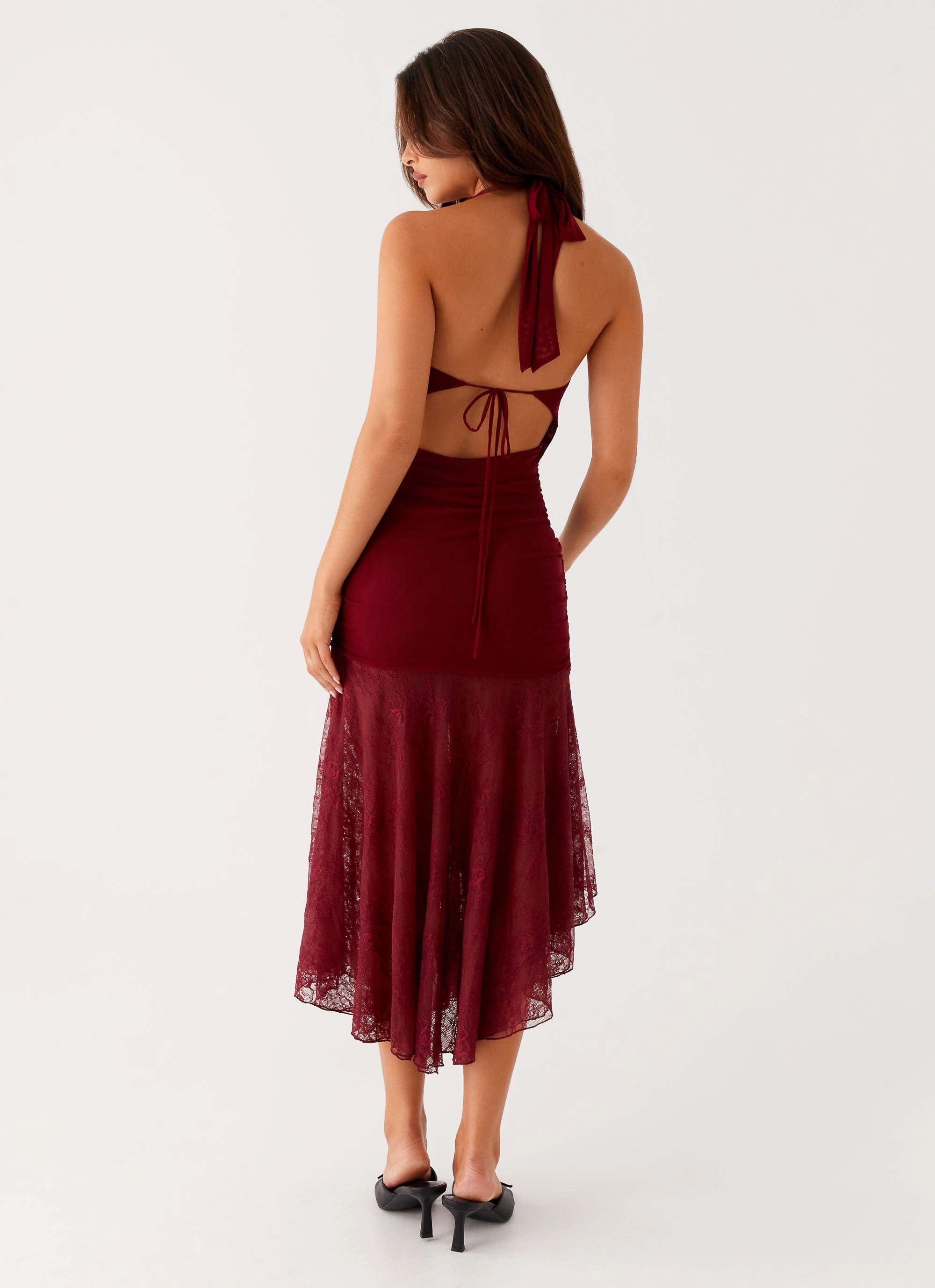 Burnout Midi Dress - Maroon Fresh Mood
