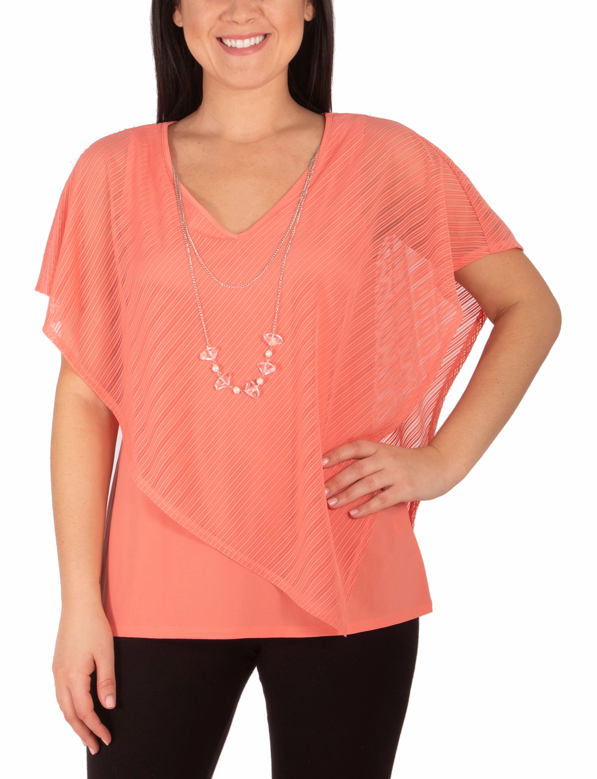 MoistureWicking Technology Burnout Poncho Top With Removable Necklace