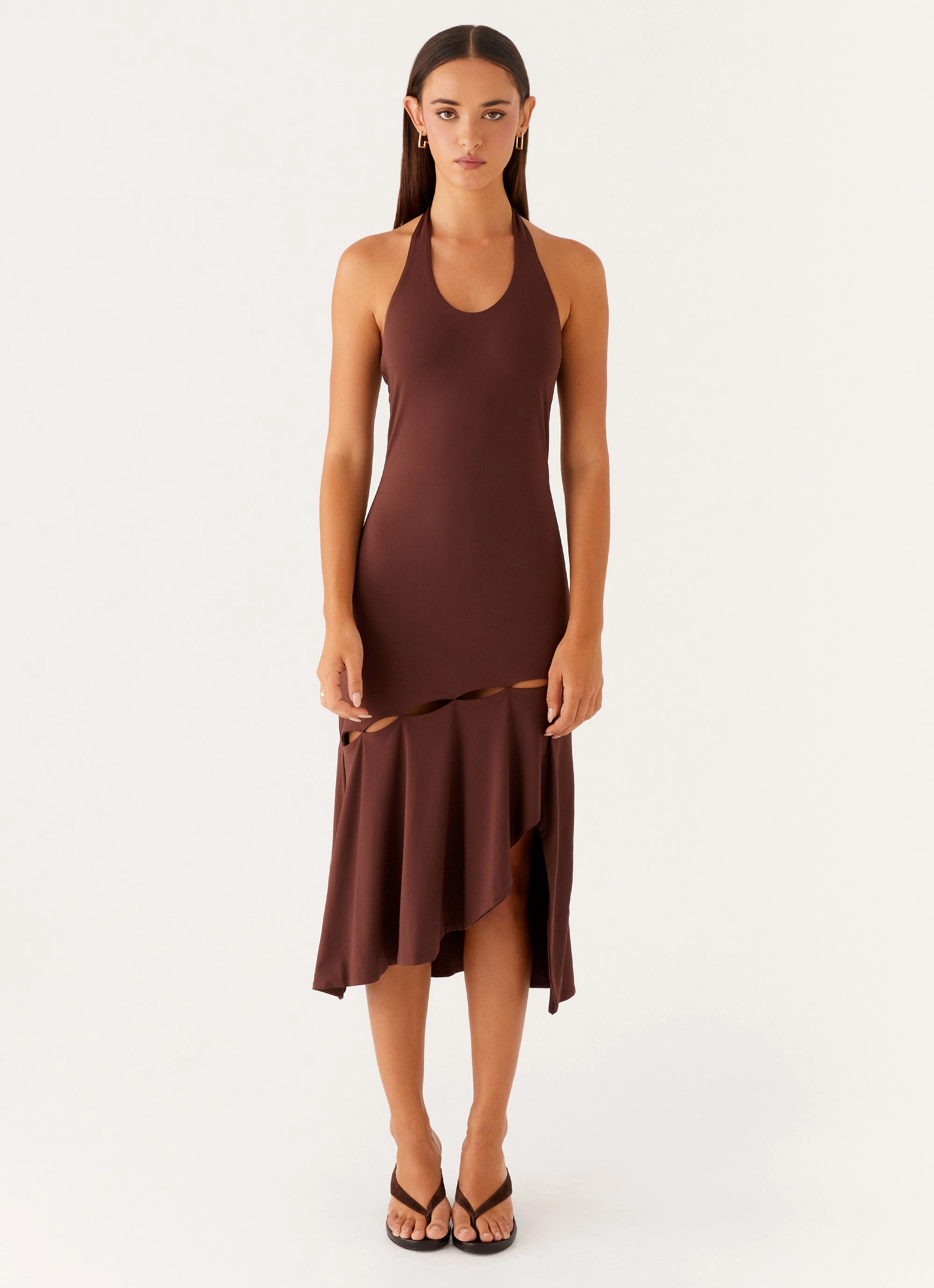 New Mood City Essential Fast Times Midi Dress - Chocolate