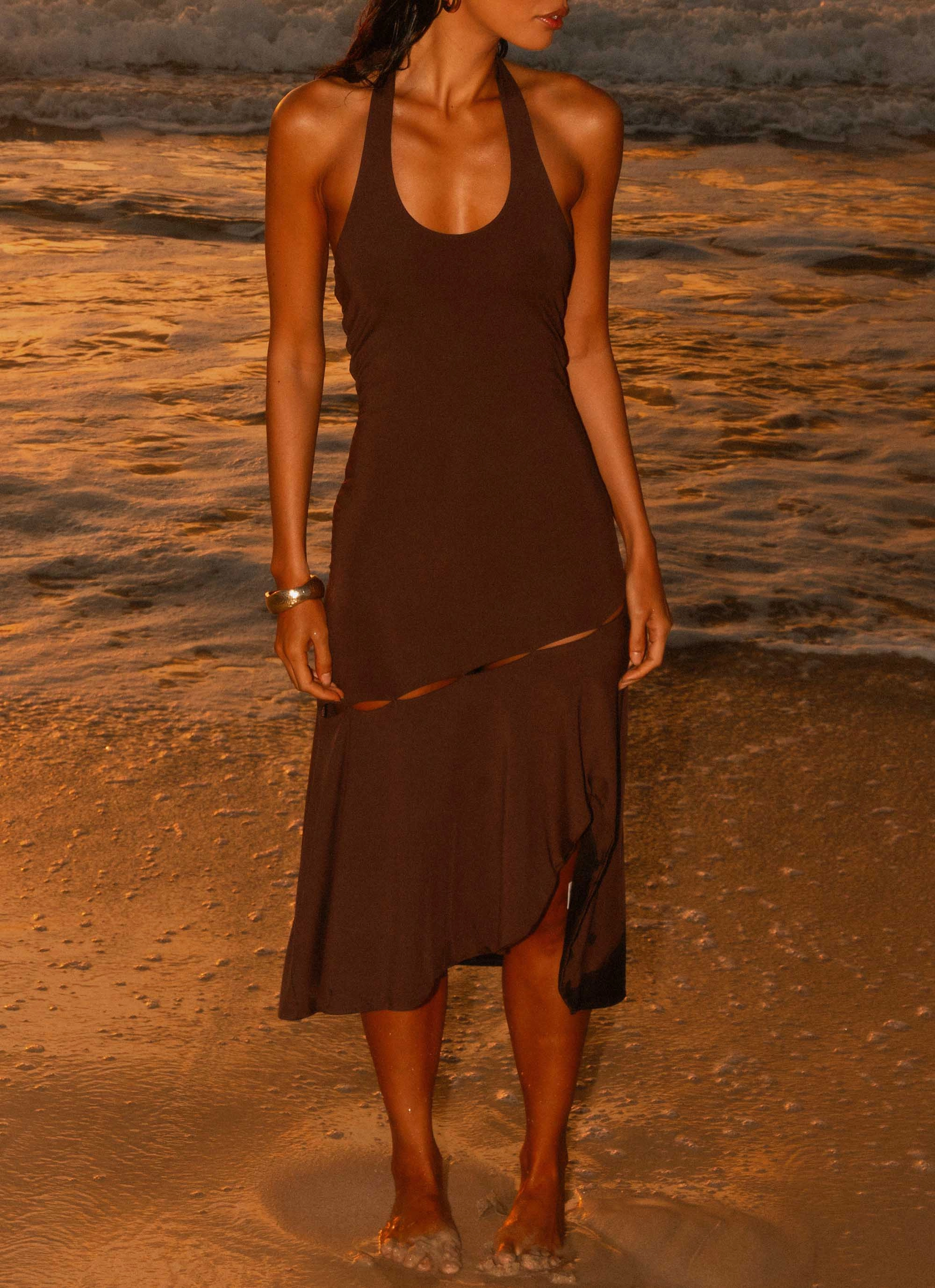 Polished Cut Fast Times Midi Dress - Chocolate