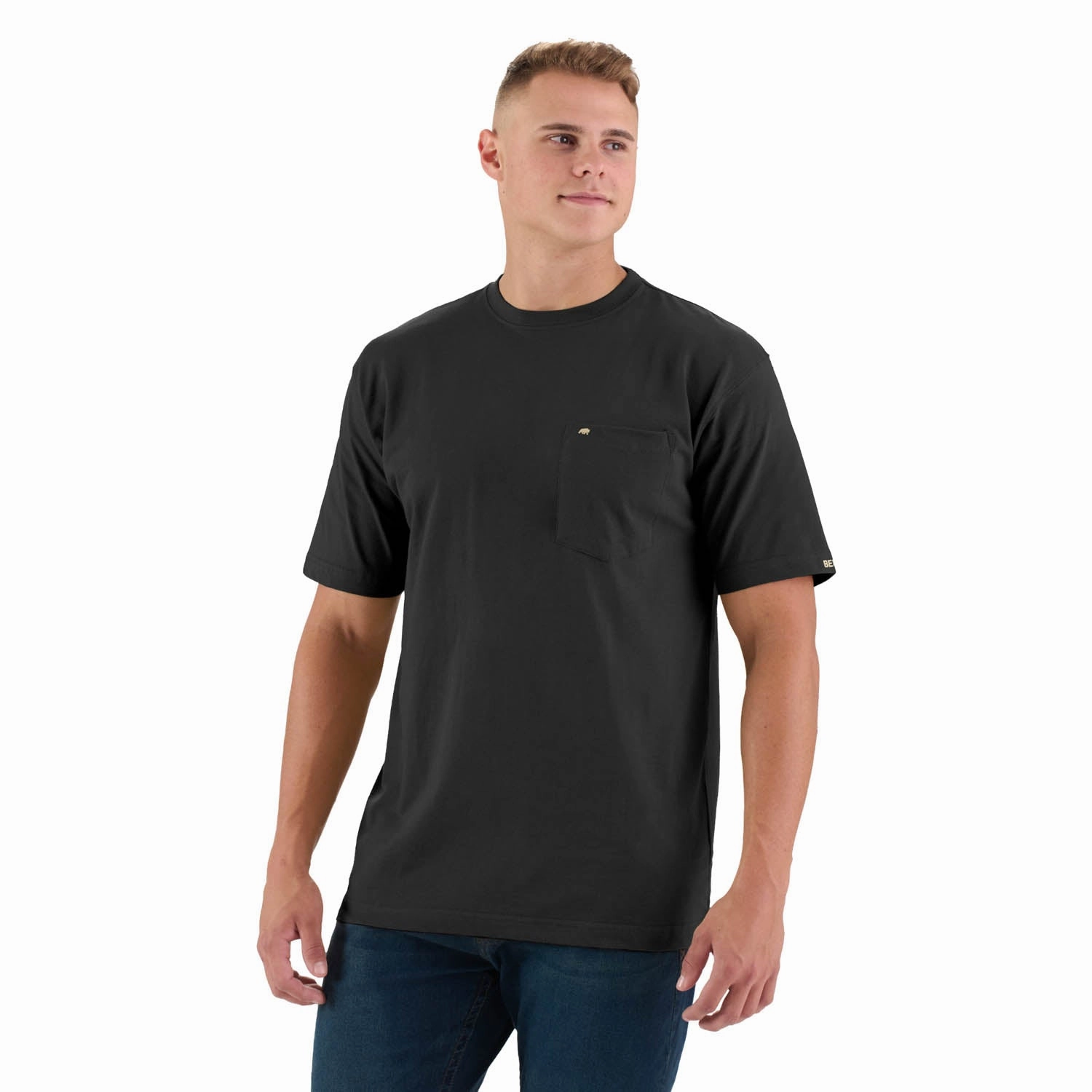 Matte Finish Unisex Design Berne Mens Black 100% Cotton Heavyweight Pocket Tee S/S