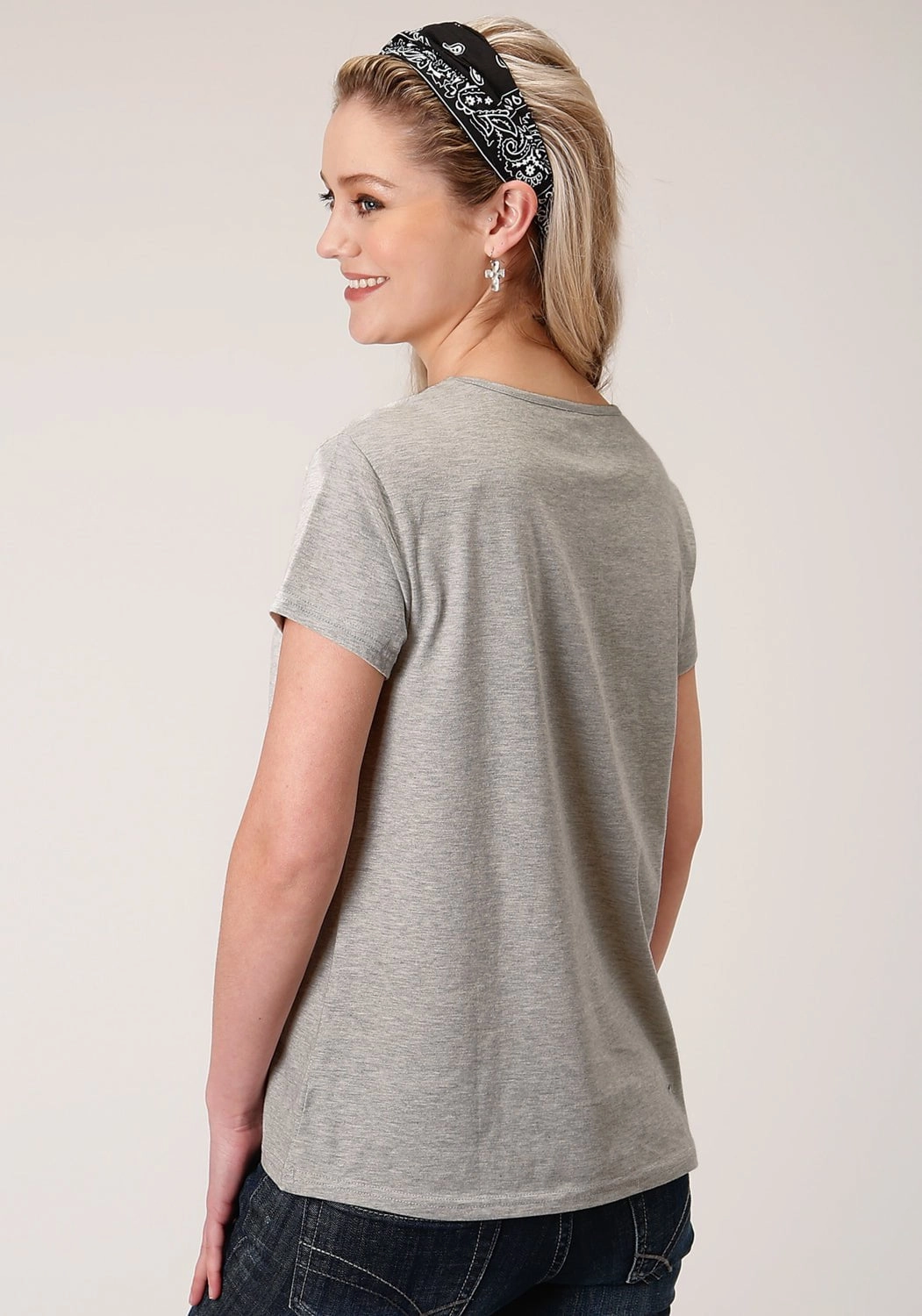 Roper Womens Grey Poly/Rayon Wild And Free S/S T-Shirt Wardrobe Essential