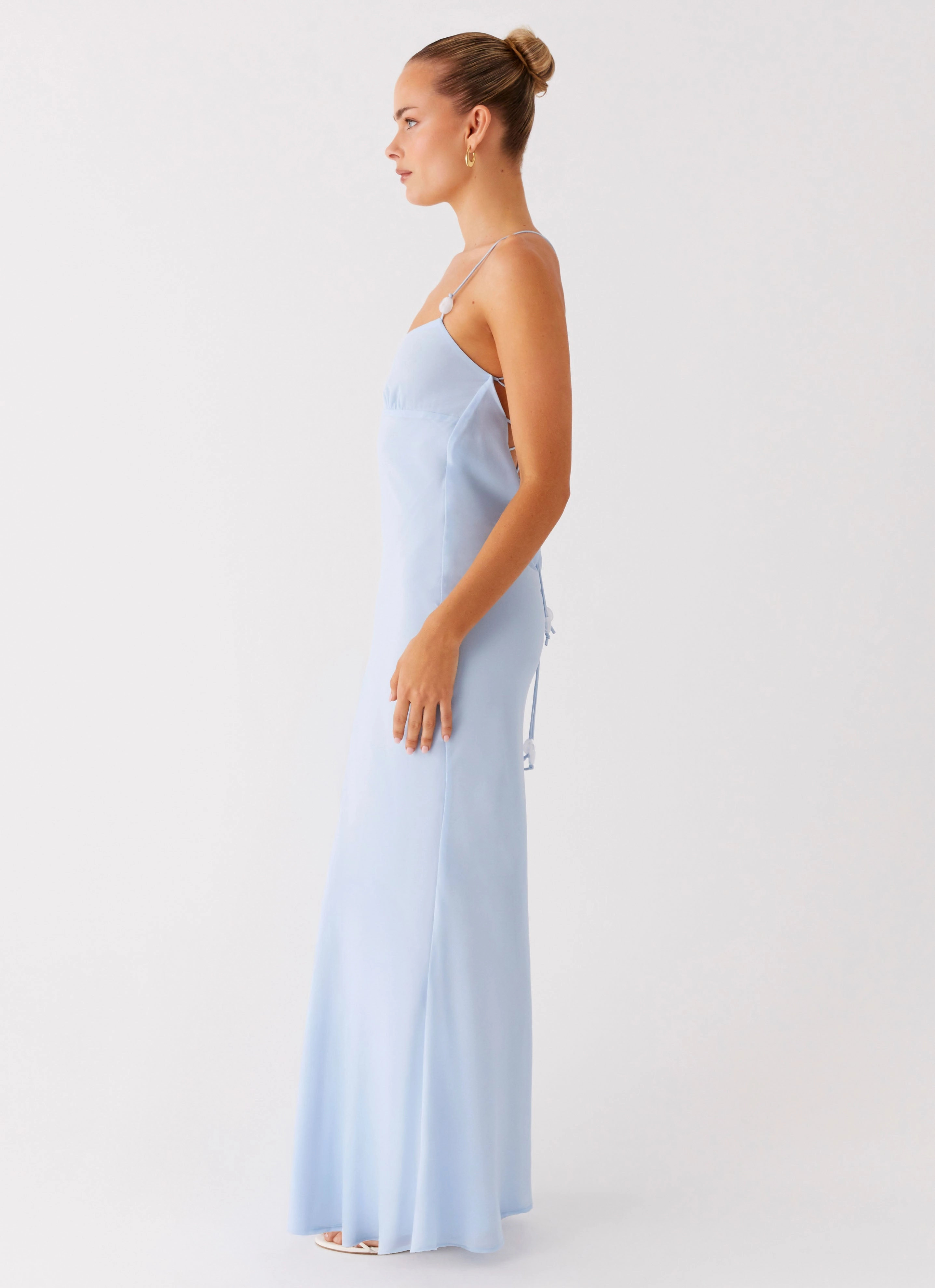 Cold-Shoulder Subtle Fit Cabello Maxi Dress - Pale Blue