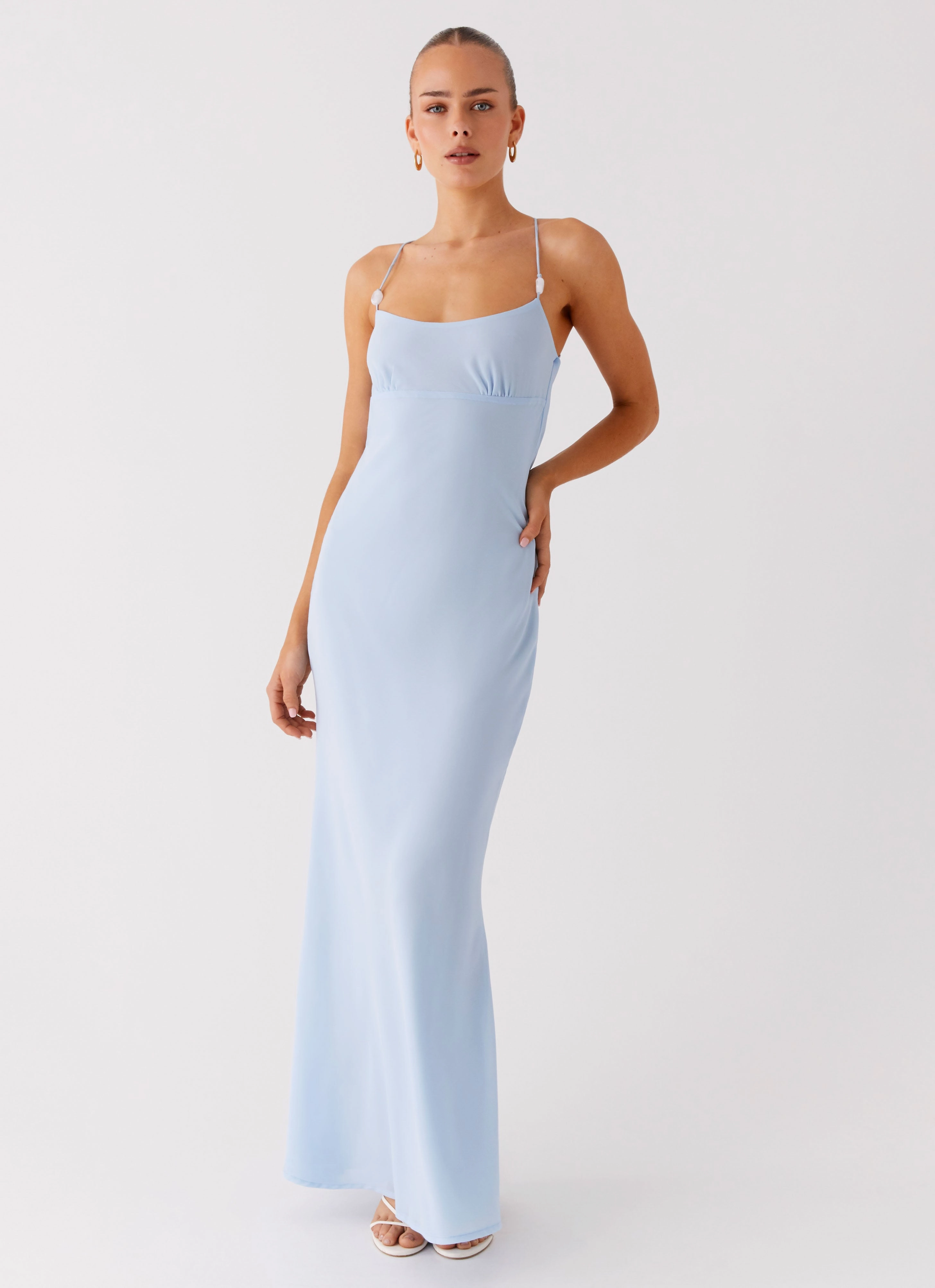 Cabello Maxi Dress - Pale Blue Flowing Texture