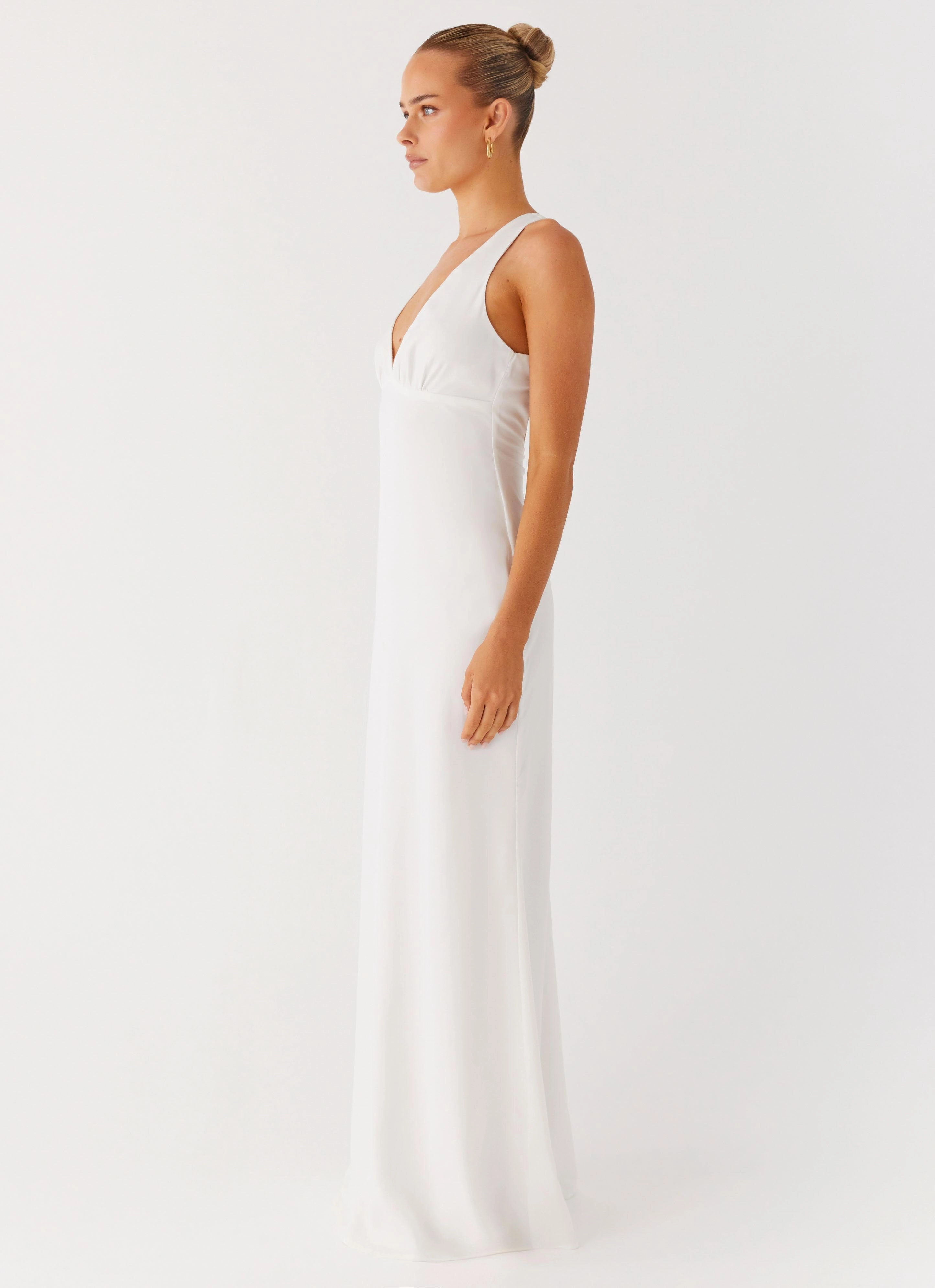Desi Halterneck Maxi Dress - White Chic Layering